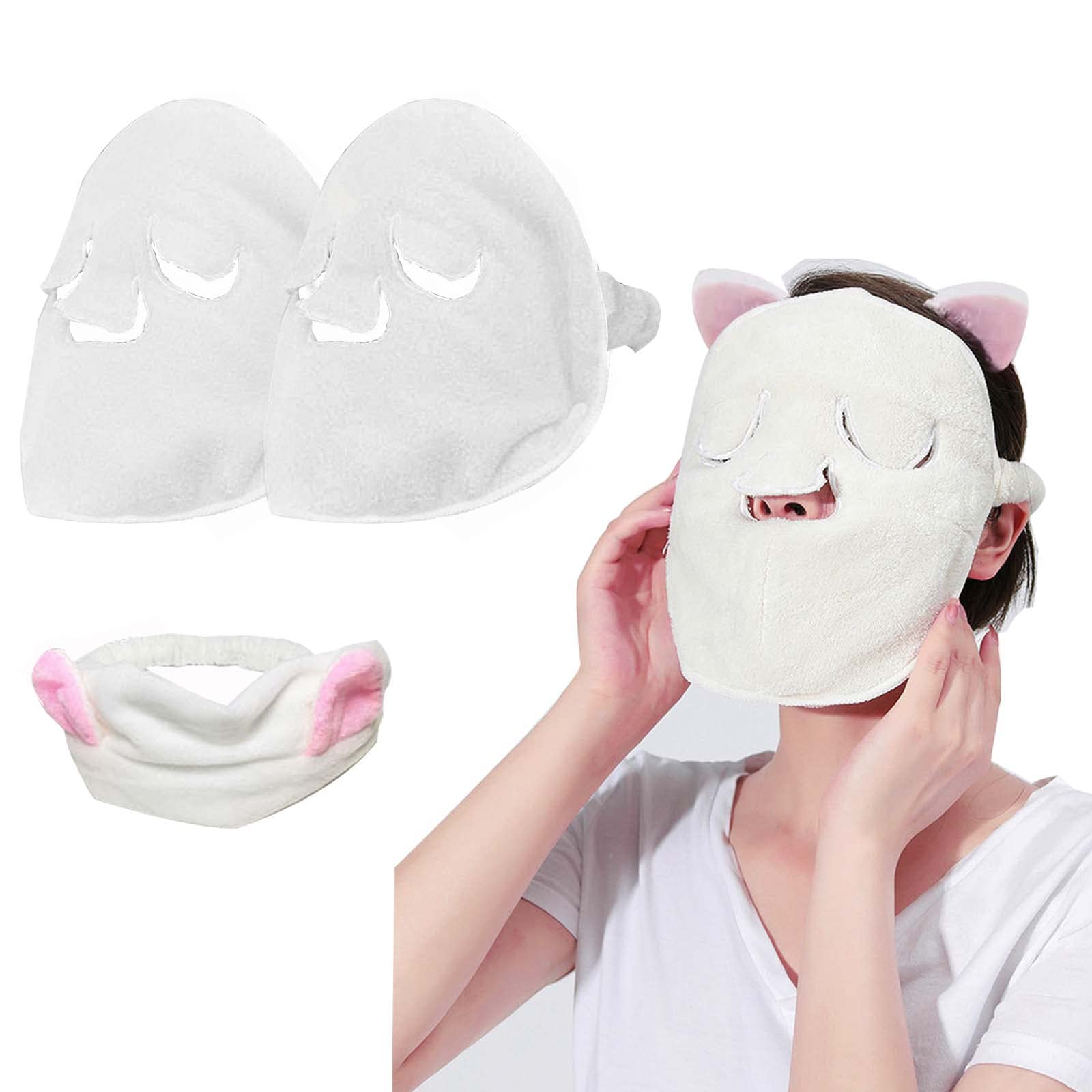 Hansamu 2 Pack Reusable Hot Cold Face Towel Mask For Skincare, Facial Masks Steamer Facial Kits For Women Girls Estheticians Ski
