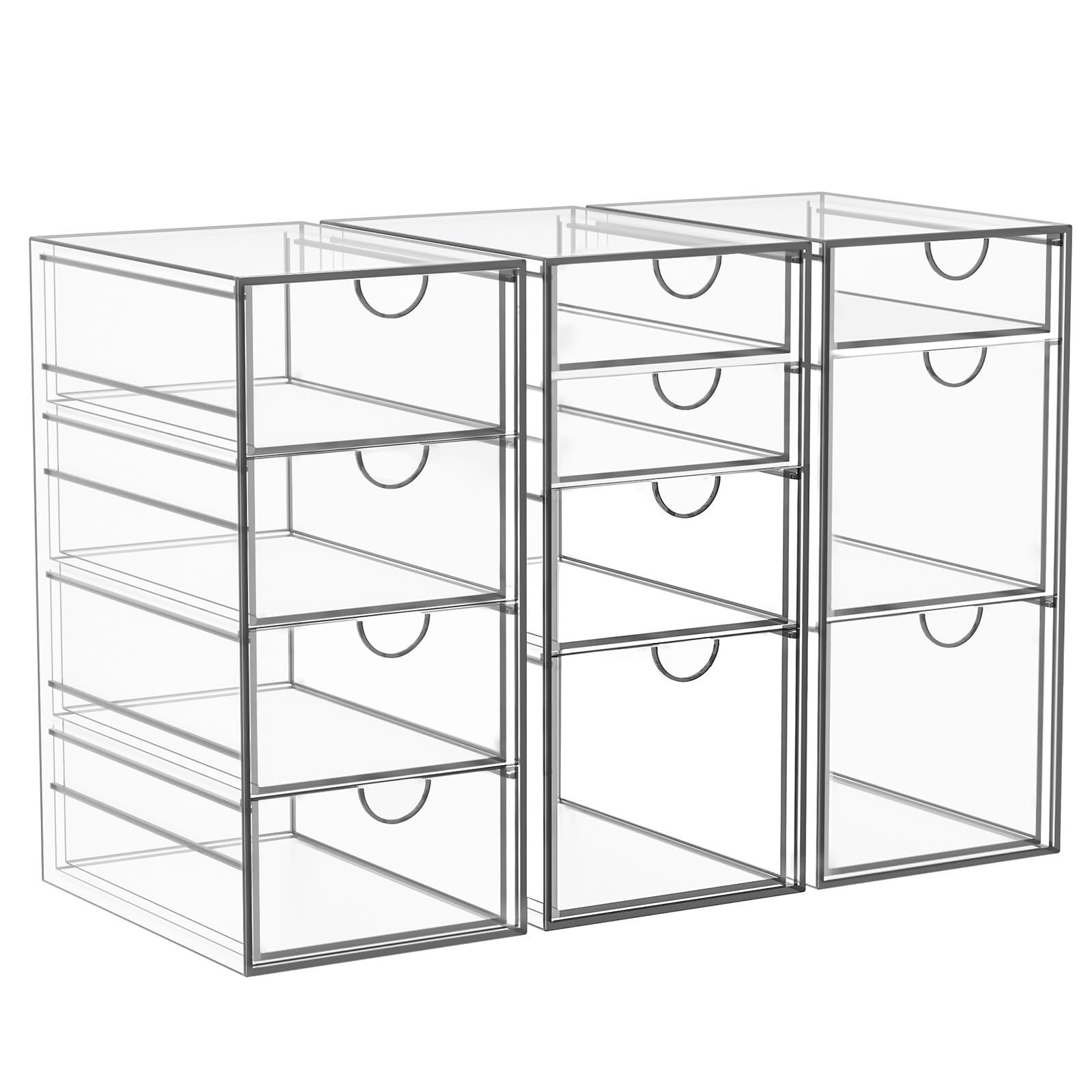 Yfxcvsl Arcylic Makeup Organzier With 11 Drawers, Clear Storage Drawers, Bathroom Makeup Organizer For Palettes, Cosmetic, And B
