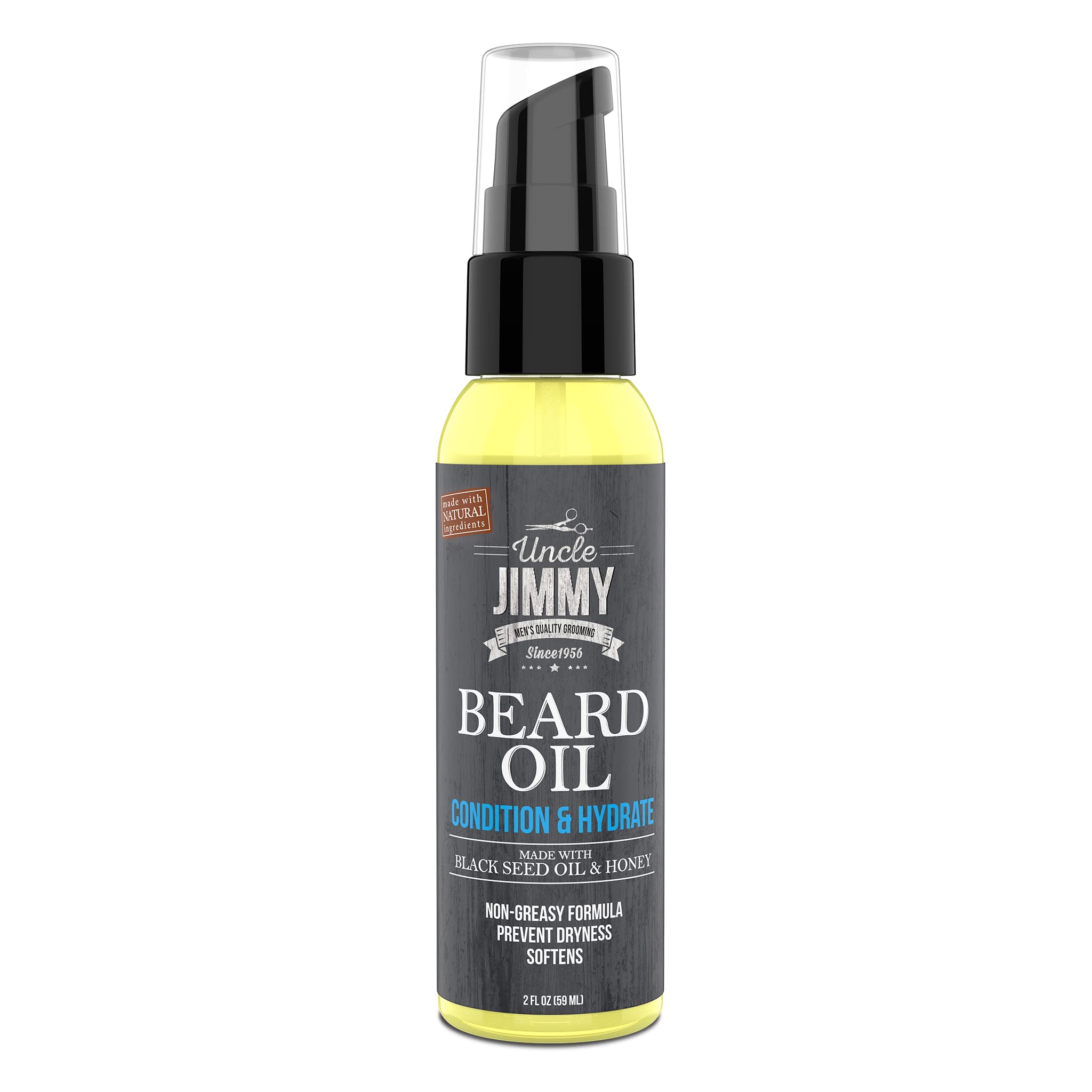 Uncle Jimmy Beard Oil, Restores Moisture, Softens And Reduces Beard Itch For Facial Hair Of All Lengths, Made With Black Seed Oi