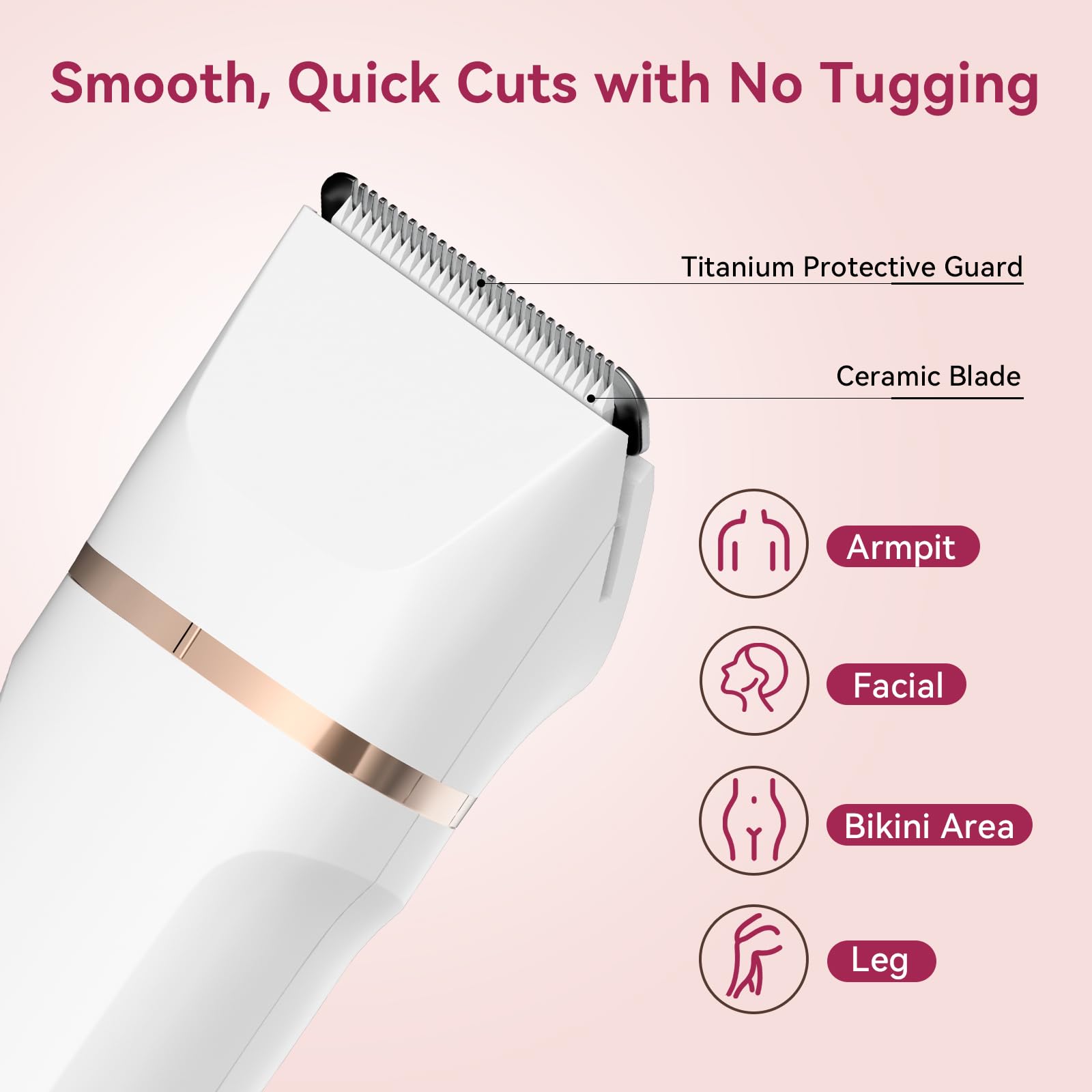 Electric Bikini Trimmer For Women - 4 In 1 Electric Shaver For Women, Waterproof Pubic Hair Trimmer And Facial Hair Remover, Rep