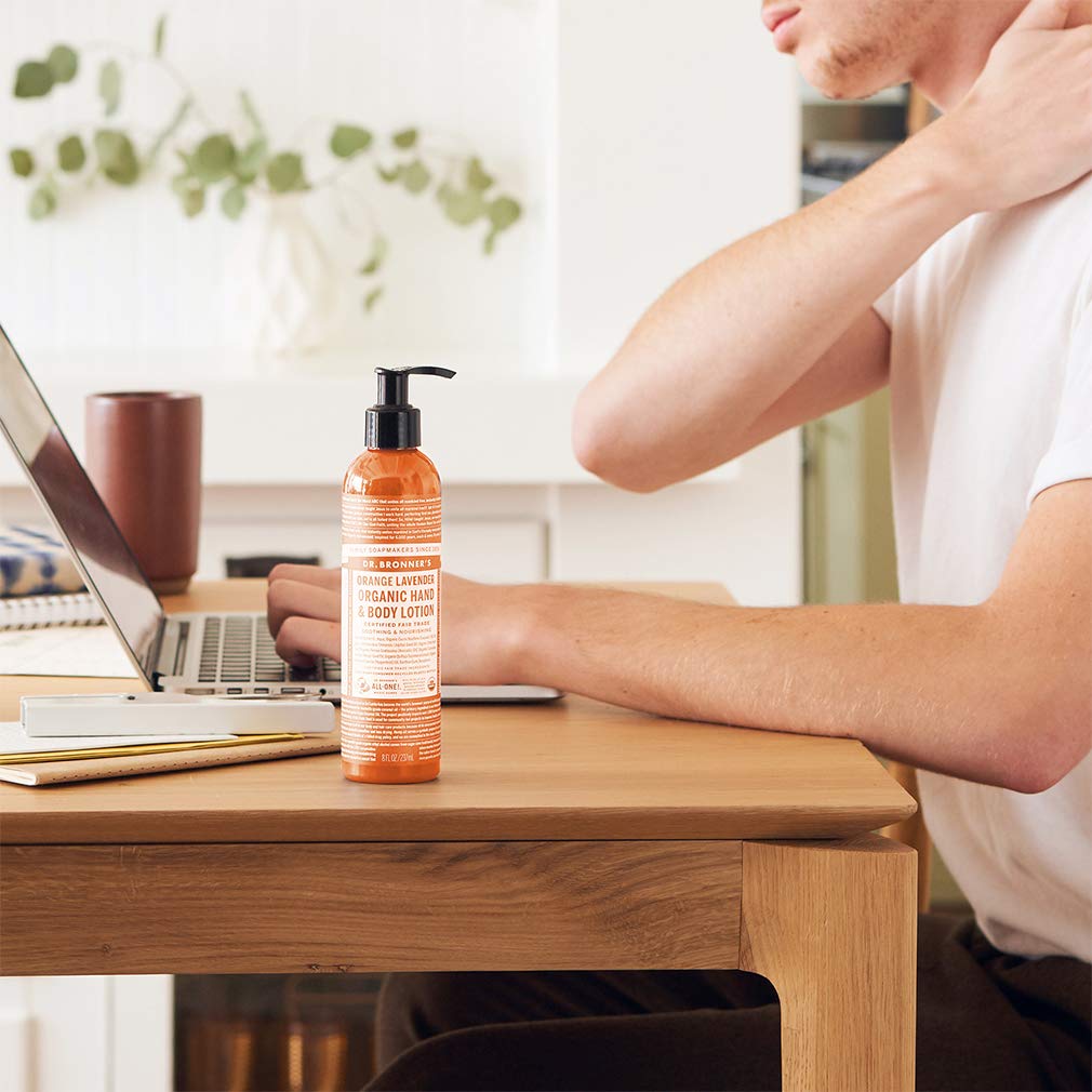 Dr. Bronner's - Organic Lotion (Orange Lavender, 8 Ounce) - Body Lotion & Moisturizer, Certified Organic, Soothing for Hands, Fa