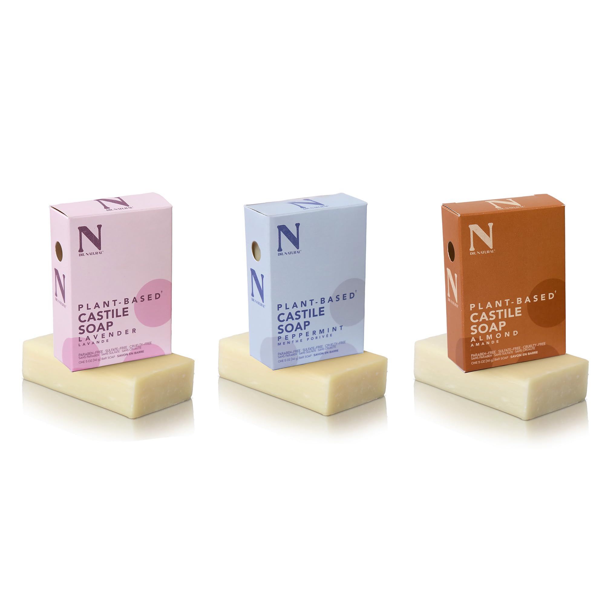 Dr. Natural Castile Bar Soap Set - Multipurpose Soap Bar with Anti-Acne Properties - For Face, Body, Hair - Sensitive Skin Body 