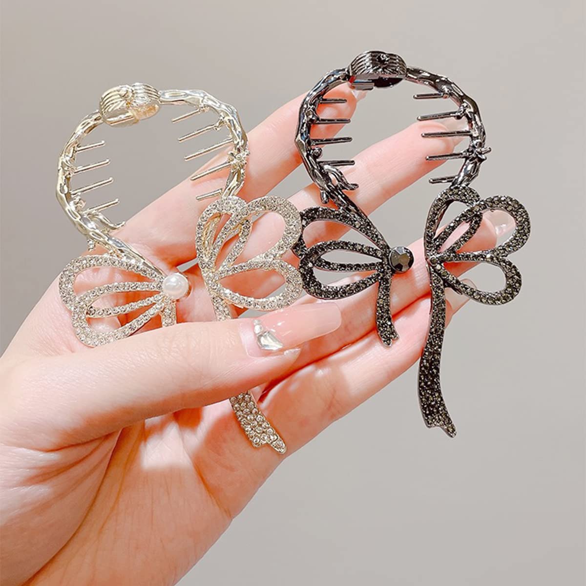 4 Pack Hair Styling Clips Hair Bun Accessories, Butterfly Claw Clips, Flower Bow Ponytail Buckle Hairpin, Bow Light Luxury Premi
