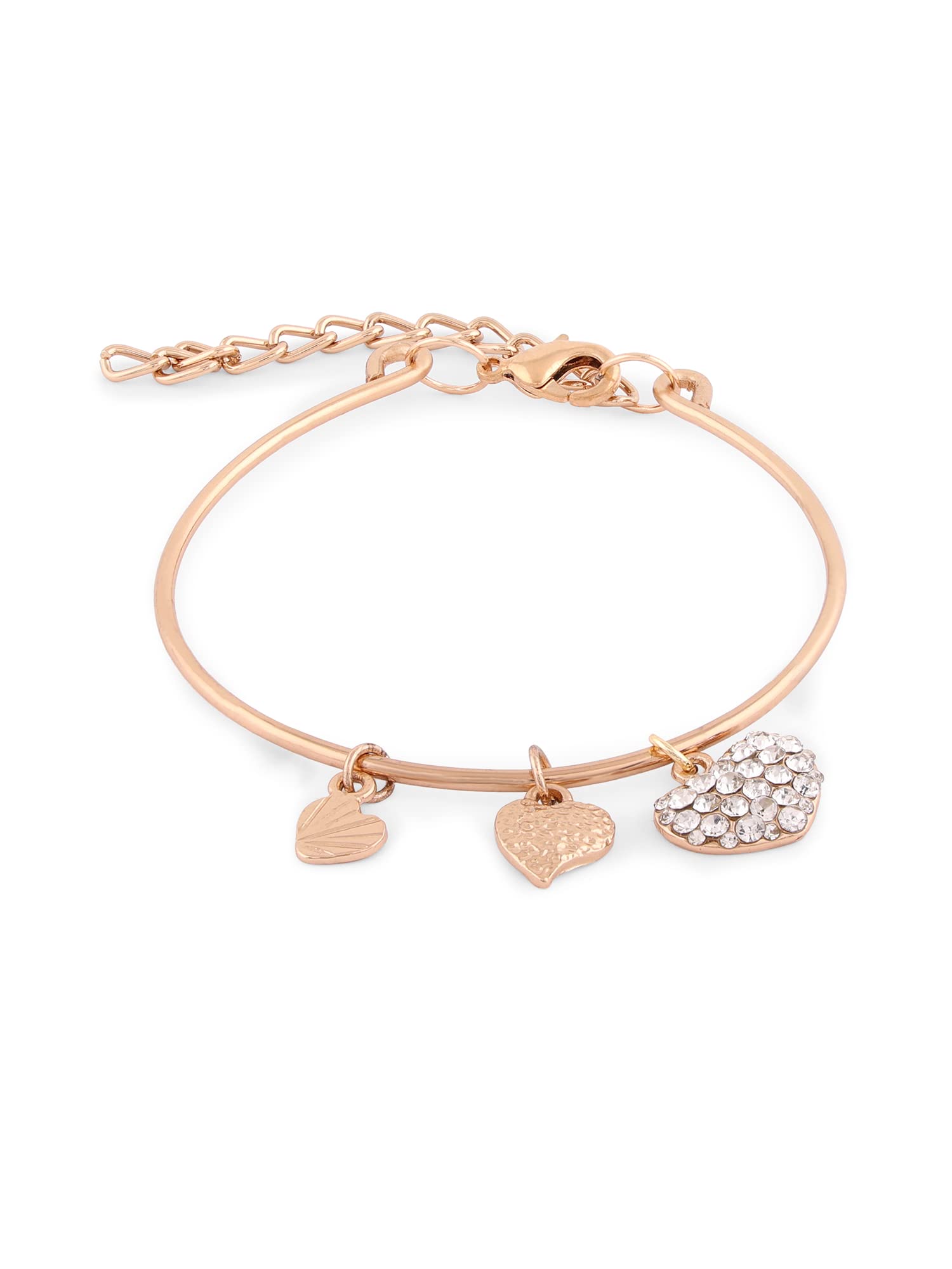 Ami Gold Tone Dazzling Austrian Diamond Hearts Charm Bracelet For WomenZpfk20278