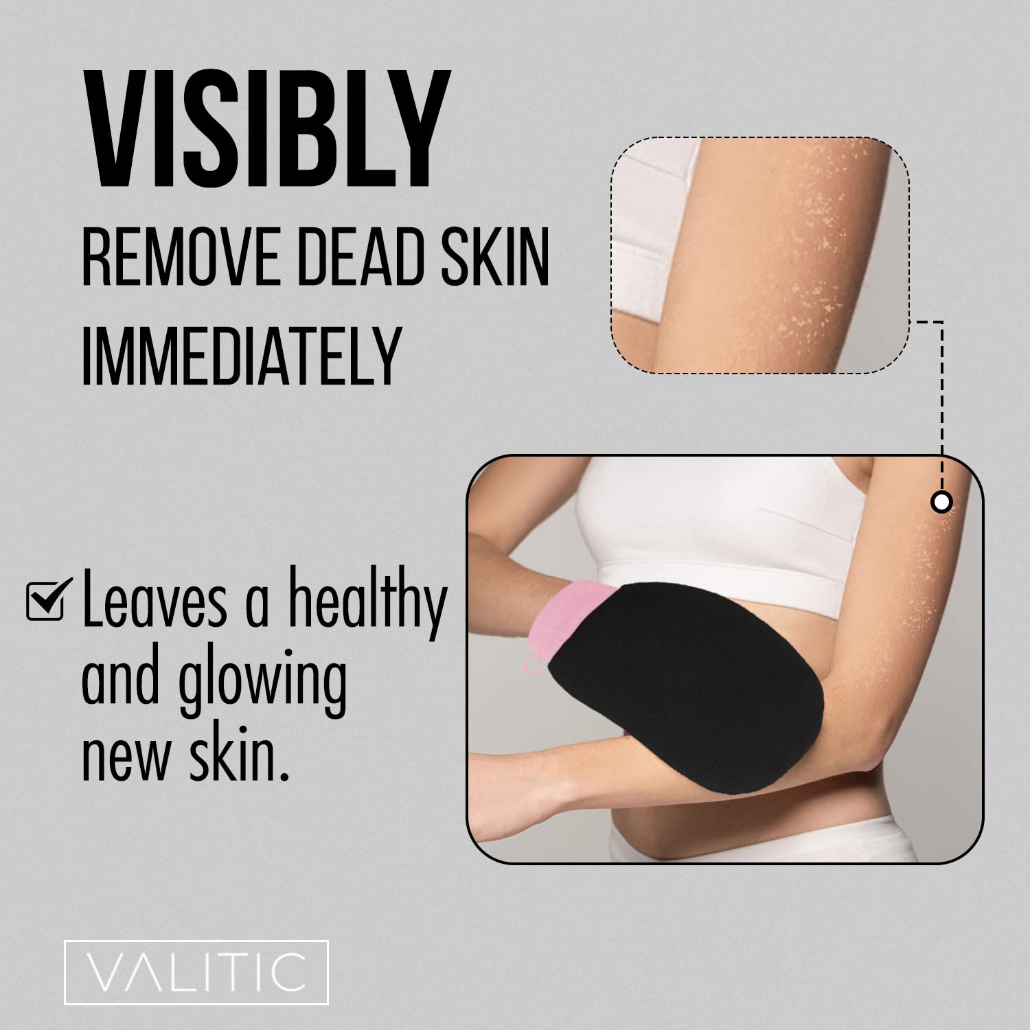 Valitic Exfoliating Glove For Body Scrub- Body Scrubber Exfoliator Mitt For Shower & Bath - Exfoliating Body & Face Dead Skin Re