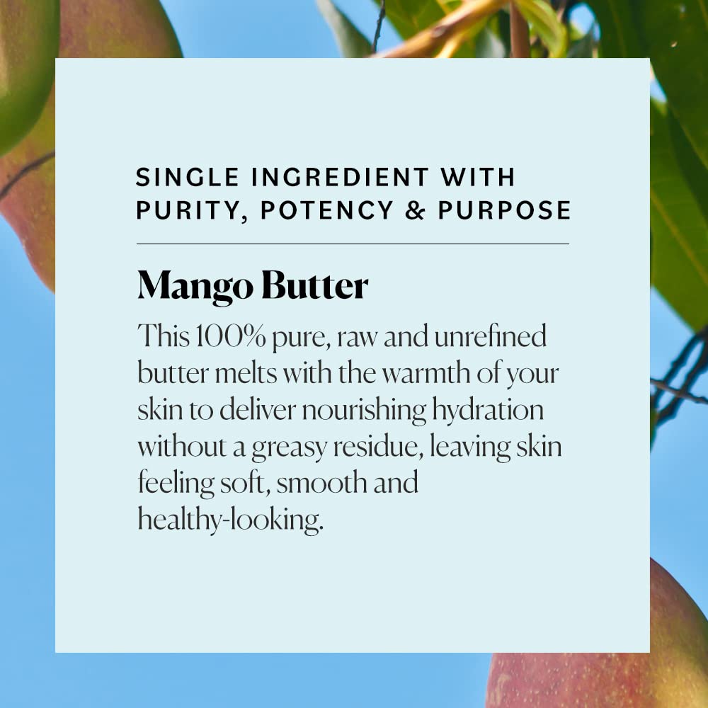 Sky Organics Mango Butter for Body & Face, 100% Raw and Unrefined Nourishing Butter for Light, Daily Hydration and Promotes Soft