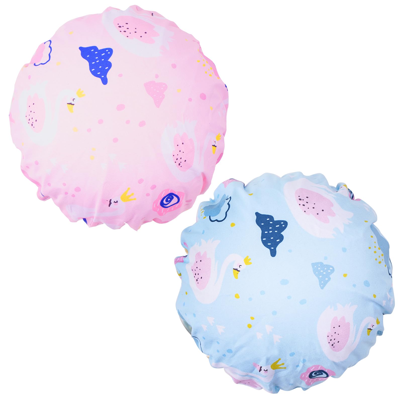 G2Plus Shower Cap, 2Pcs Reusable Bath Cap With Double Layer, Cute Cartoon Shower Cap With Elastic, Keep Hair Dry Shower Cap For