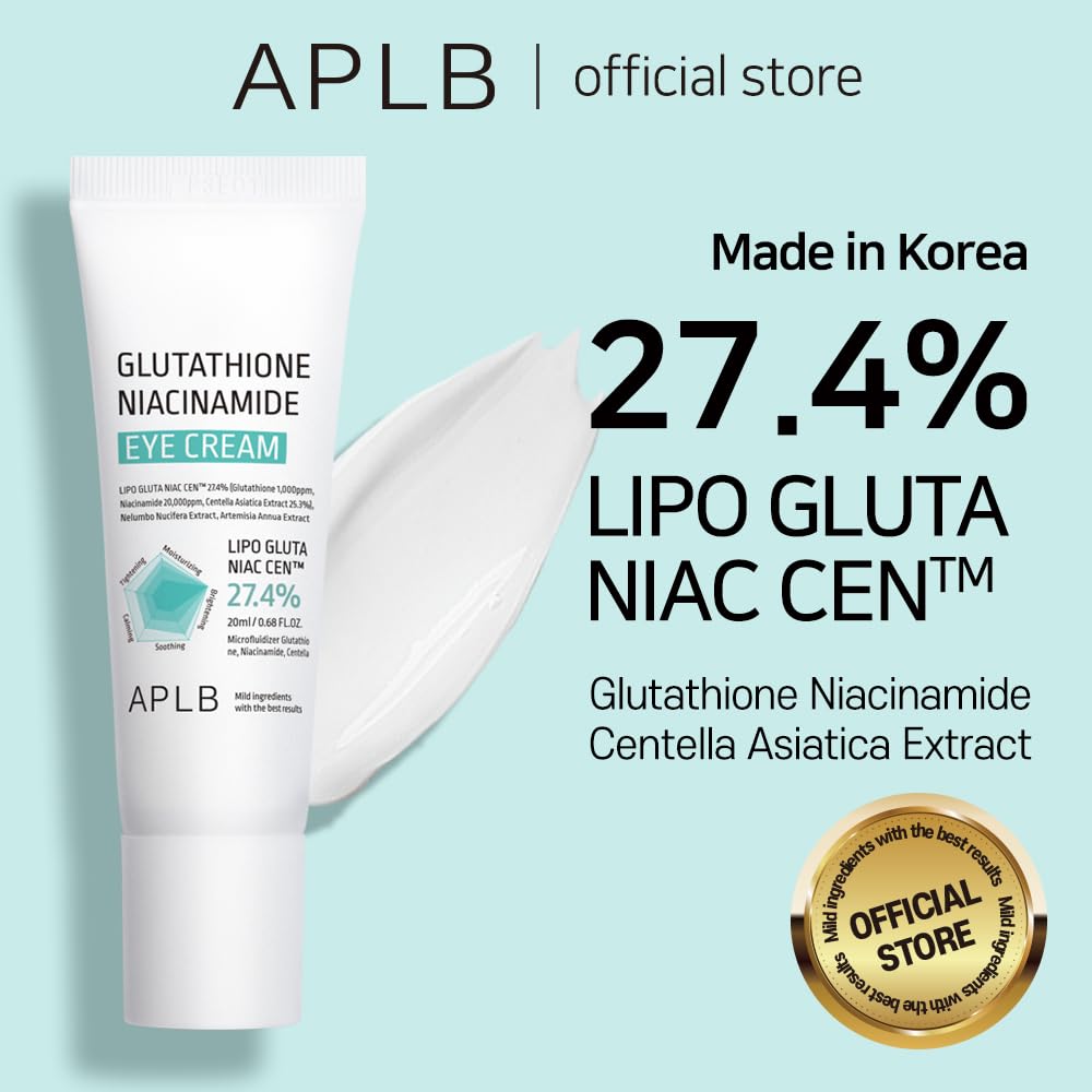 APLB Glutathione Niacinamide Eye Cream | LIPO GLUTA NIAC CEN 27.4% 0.68 FL.OZ/Korean Skincare, Eye cream for dark circles and pu