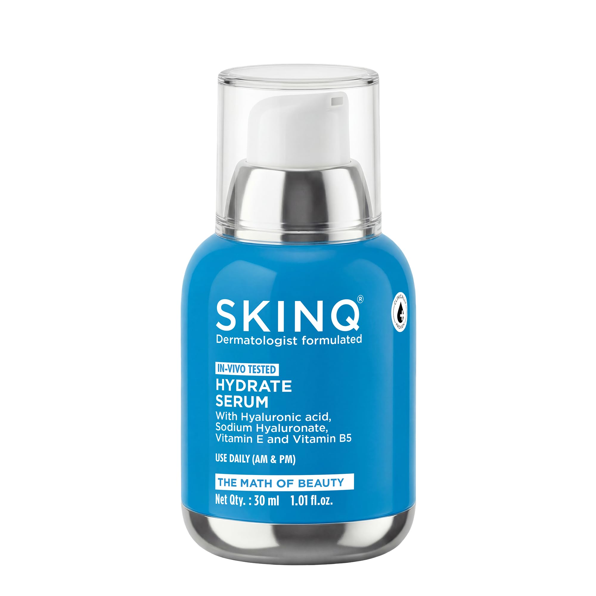 Skinq Hydrate Serum With Hyaluronic Acid, Sodium Hyaluronate, Vitamin B5 & E | +140% Hydration | Lightweight, Non-Sticky | For A