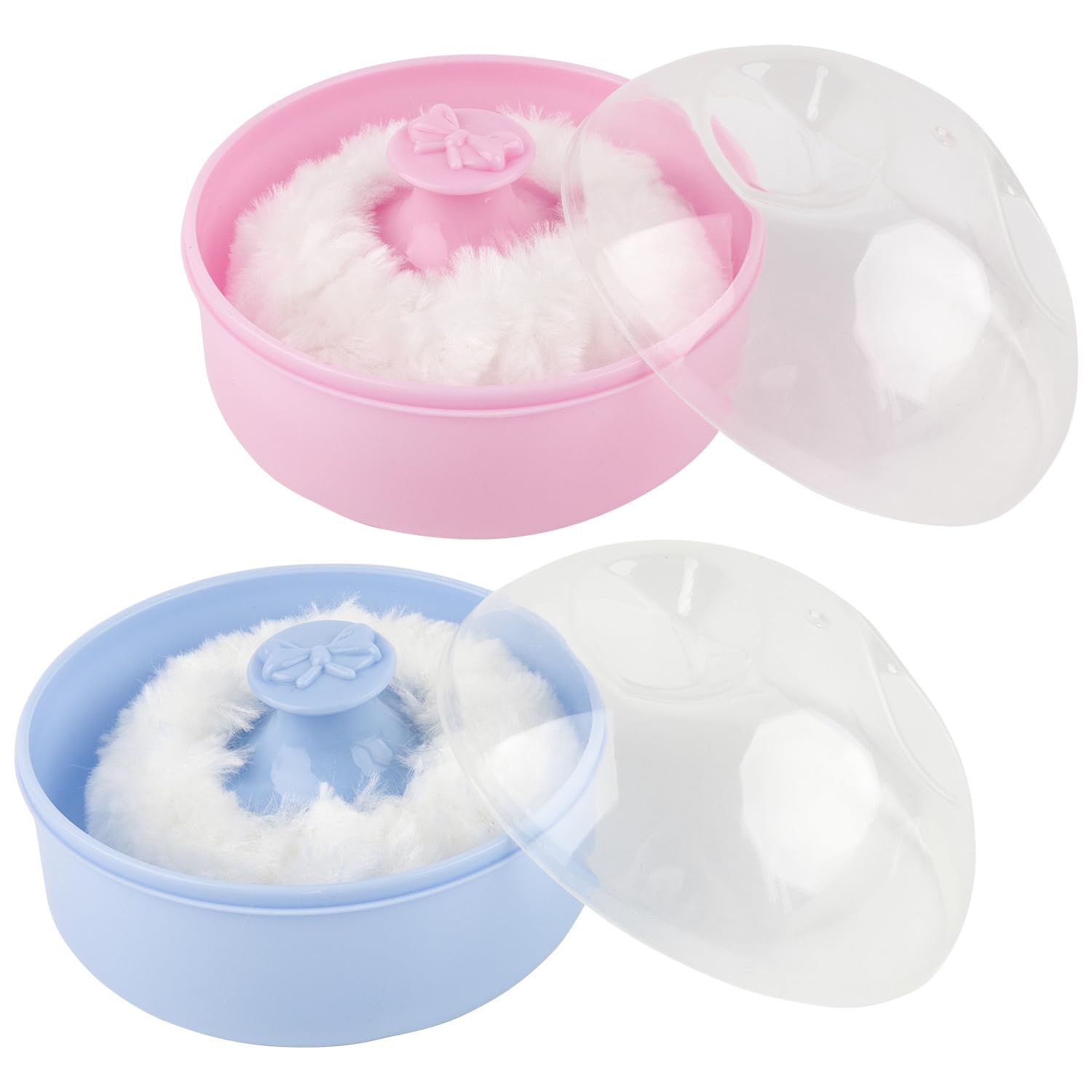 Auear, Set Of 2 Body Cosmetic Powder Puff Sponge Box Case Container 3.74X2.95 Inch For After-Bath Powder To Use