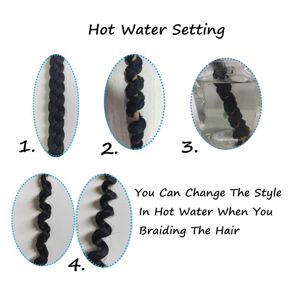 Showcoco Easy Braid Pre Stretched Braiding Hair Auburn Brown 32 Inch Yaki Texture Easy Crochet Braids 8 Packs Hot Water Setting
