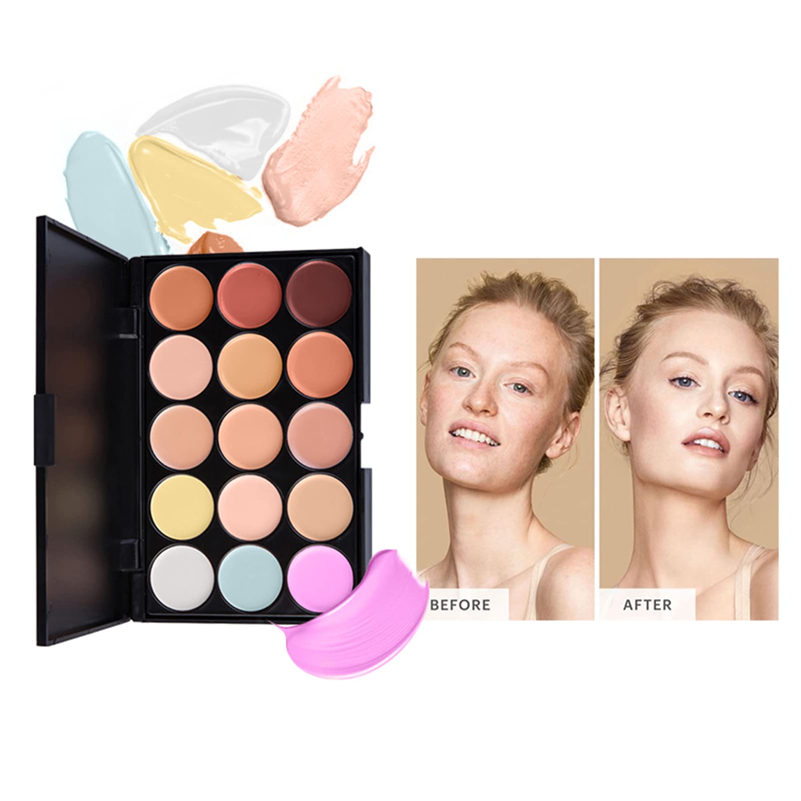 Pure Vie 15 Colors Cosmetics Cream Contour And Highlighting Makeup Kit, Color Correcting Cream Concealer Camouflage Makeup Palet