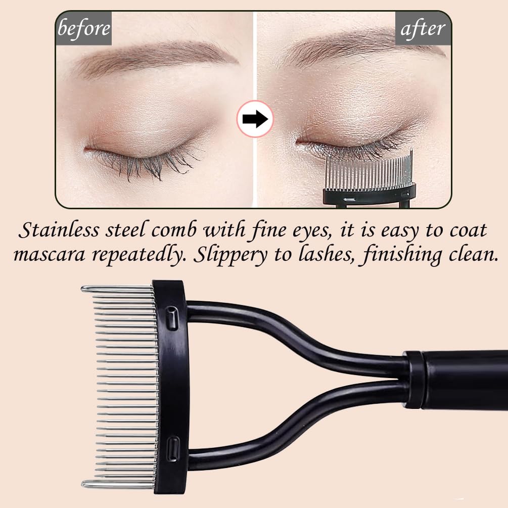 KINGMAS Eyelash Comb Separator, Eye Lash Separator Eyelash Definer Mascara Comb Applicator With Cover - Arc Designed