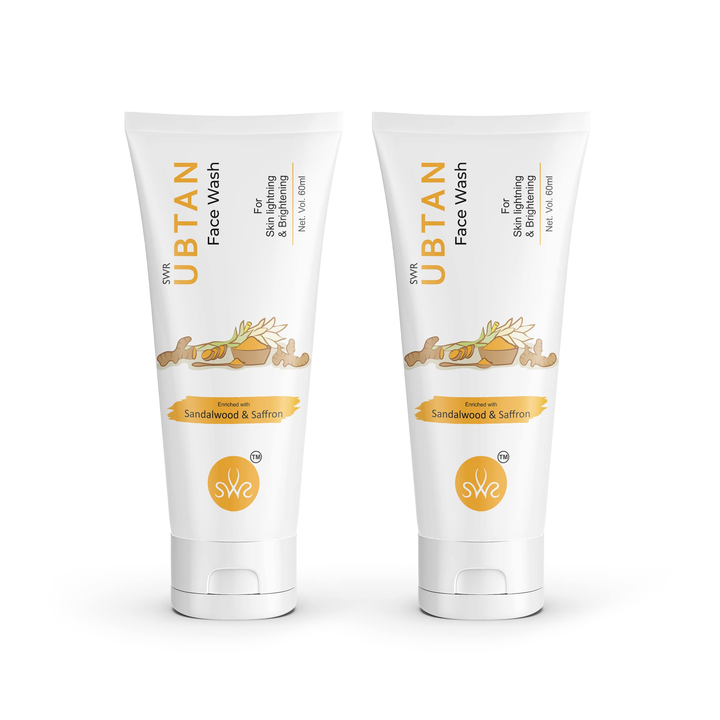 Dextron Ubtan Face Wash  Skin Lightening & Brightening. Pack Of 2 (60 * 2=120 Ml)