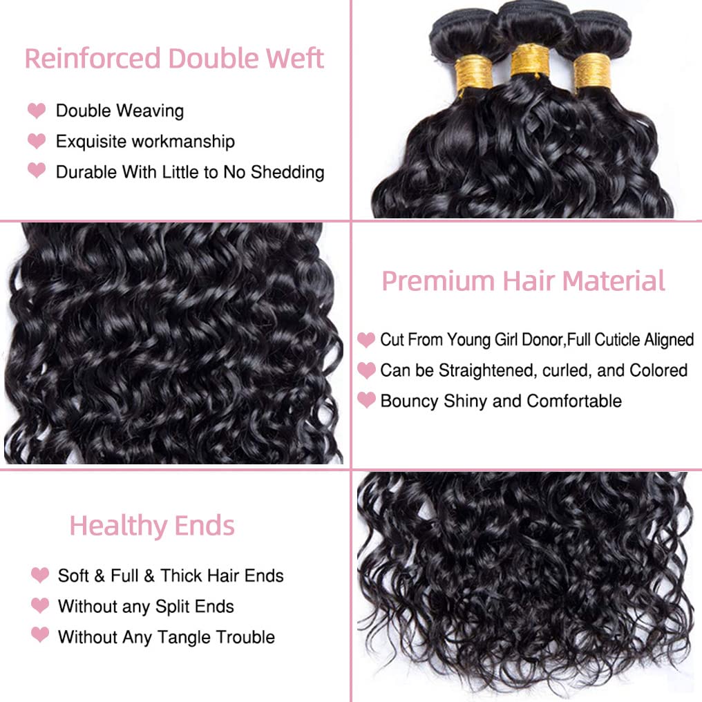 Bundles Human Hair Water Wave 3 Bundles 18 20 22 Inch Brazilian Virgin Water Wave Human Hair Bundles For Women 100% Unprocessed