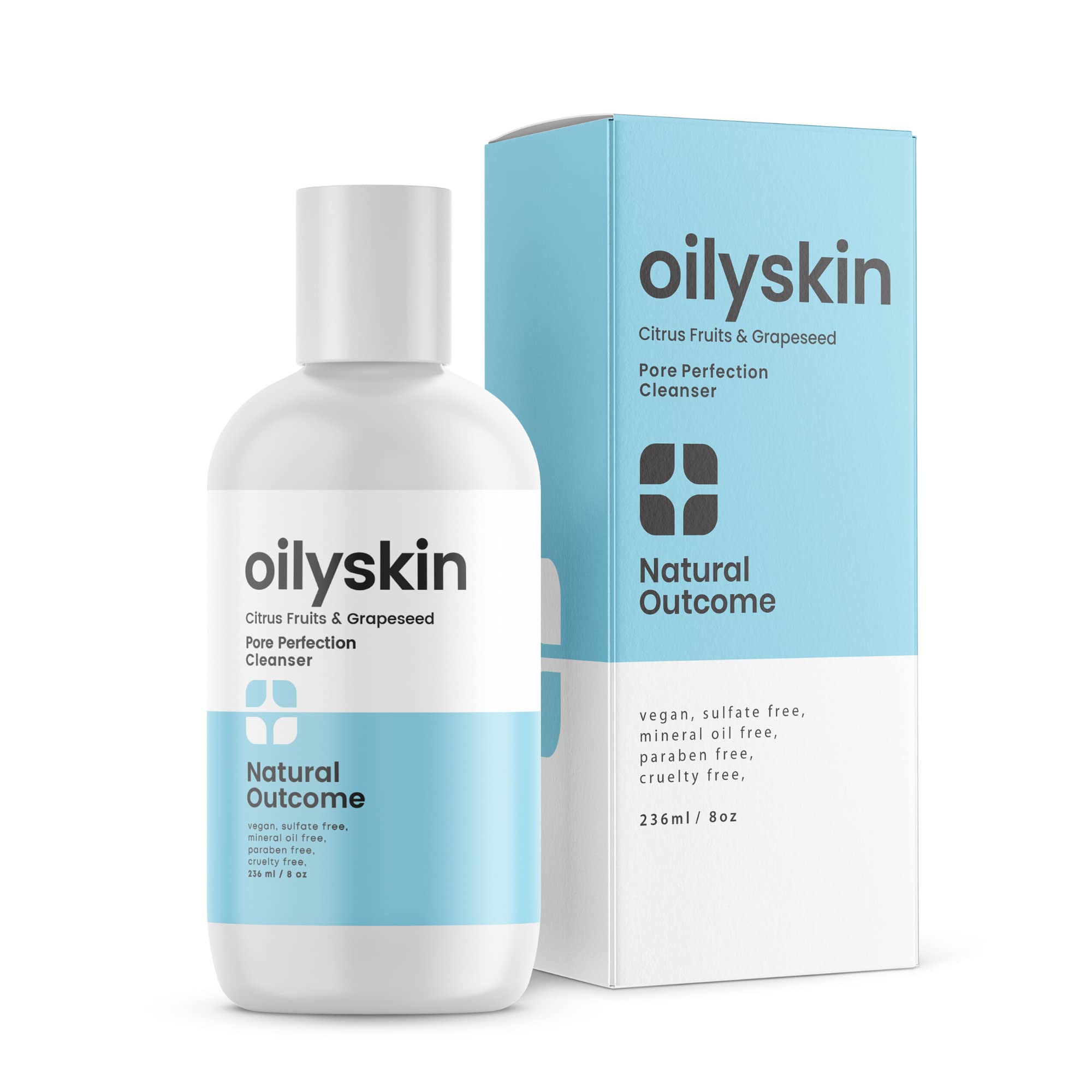 natural outcome Oily Skin Cleanser | Oil Control Daily Face Wash | Pore Hydrating Non-Greasy Cleansing Gel with Purifying Citrus