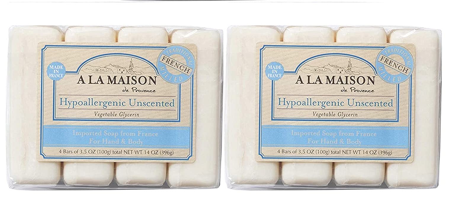 A La Maison Bar Soap Valu Pak Unscntd, 4 Count (Pack of 2)