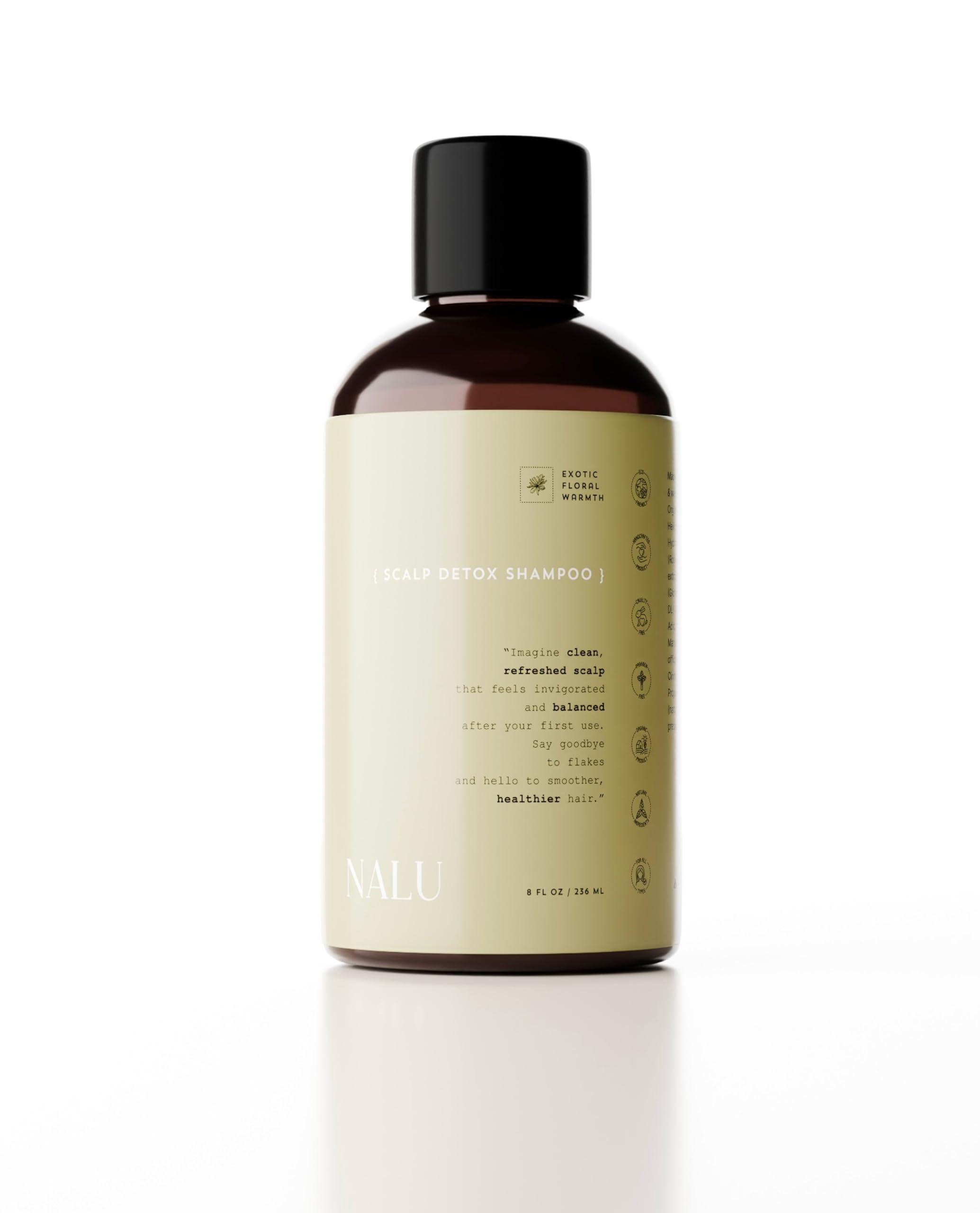 NALU Organic Scalp Detox Shampoo. Powered by the Essence of Organic Chamomile, Whitch Hazel and Tea Tree Hydrosols. Revives Scal