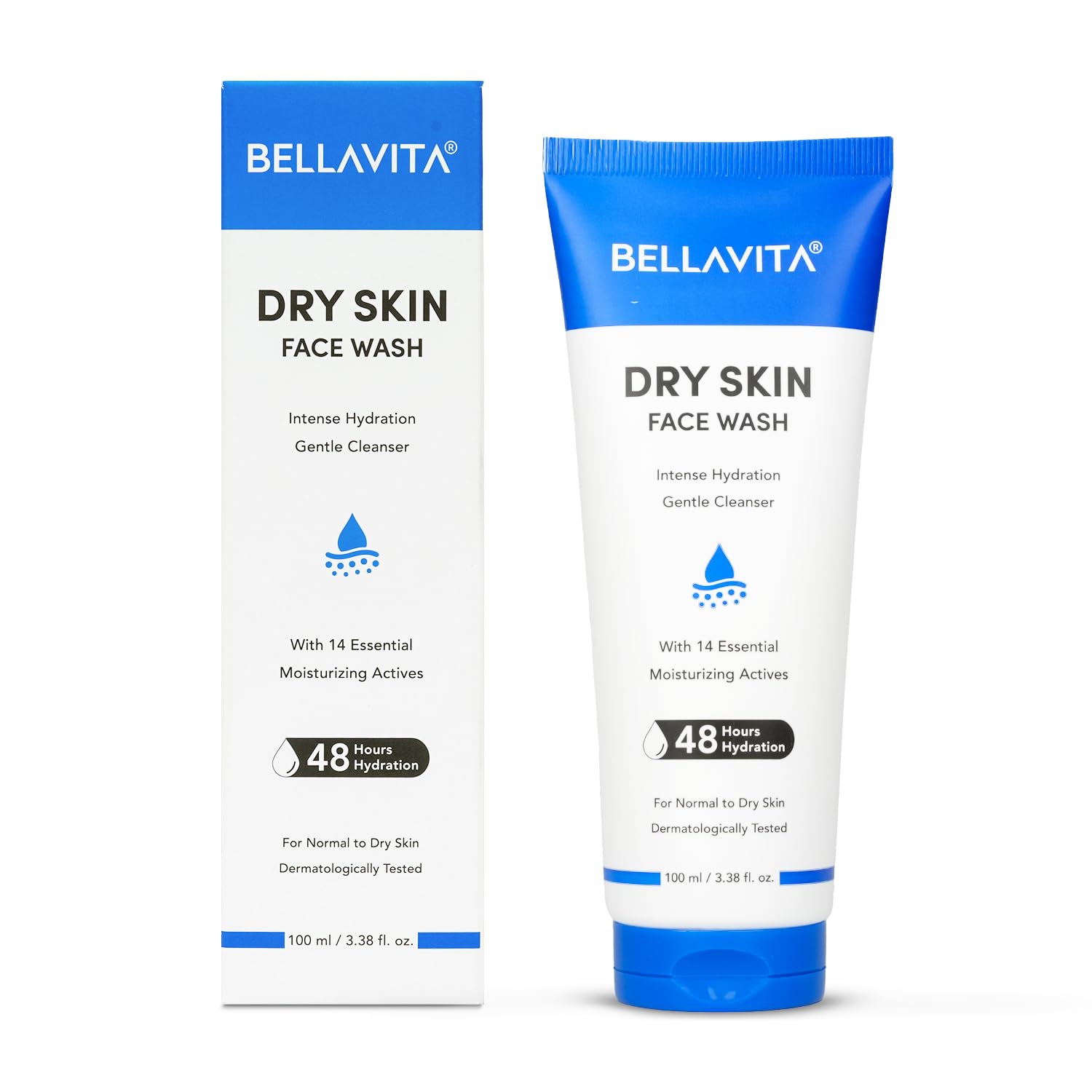 Bellavita Face Wash For Dry To Normal Skin, Cleanser |Intense Hydration Facewash For Dry Skin|48Hrs Hydration| Gently Cleanses |