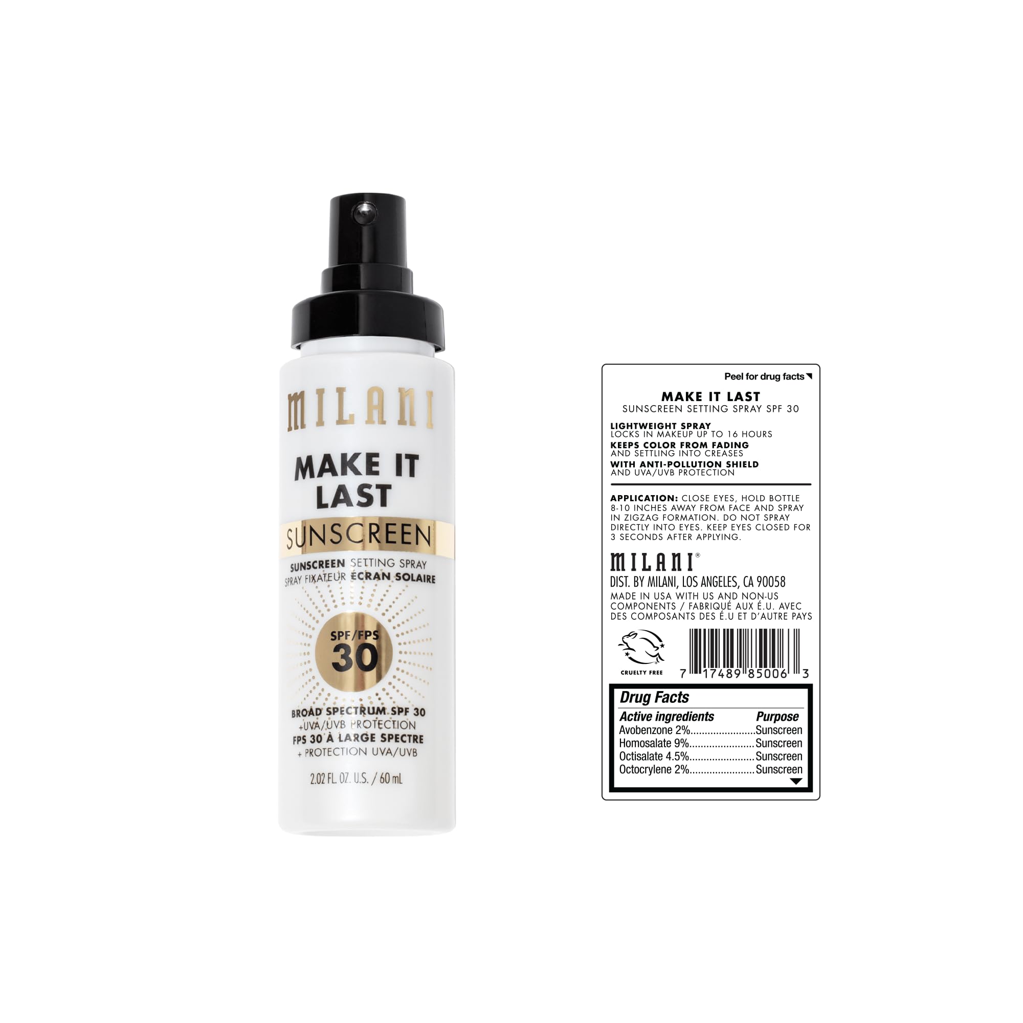 Milani Make It Last Sunscreen - Sunscreen Setting Spray With Spf 30 - Makeup Primer And Setting Spray With Spf30 Sunscreen, Long