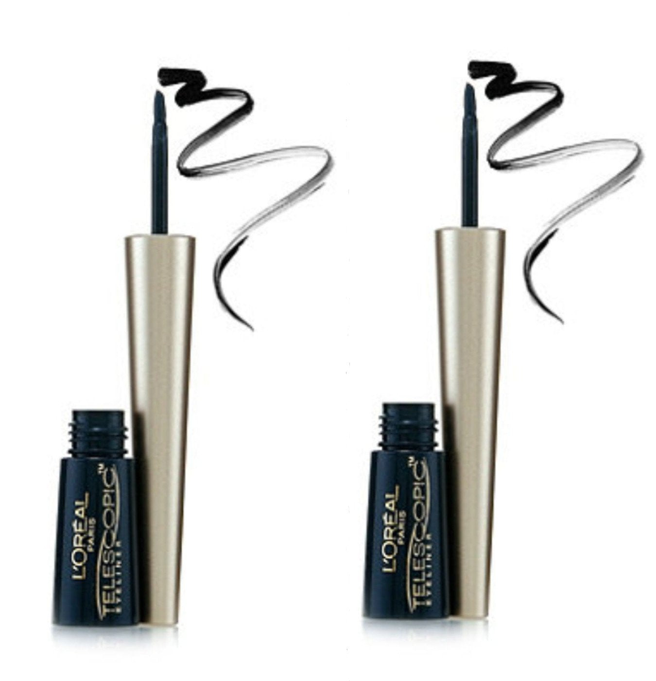 LOreal Telescopic Precision Liquid Eyeliner, Black [810] 0.08 oz (Pack of 2)