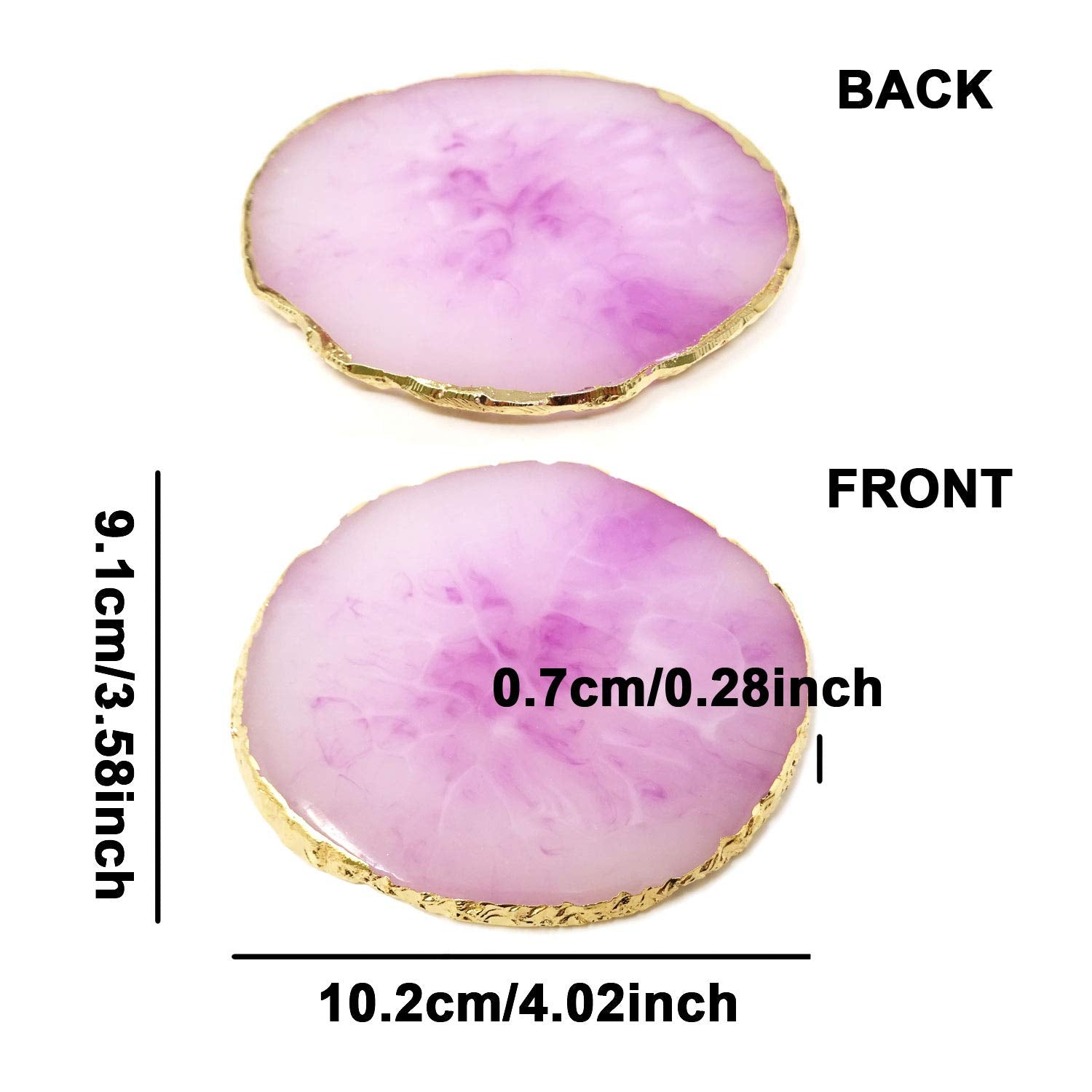 Honbay 2Pcs Golden Edge Resin Nail Art Palettes Drawing Plates Manicure Display Tools For Women