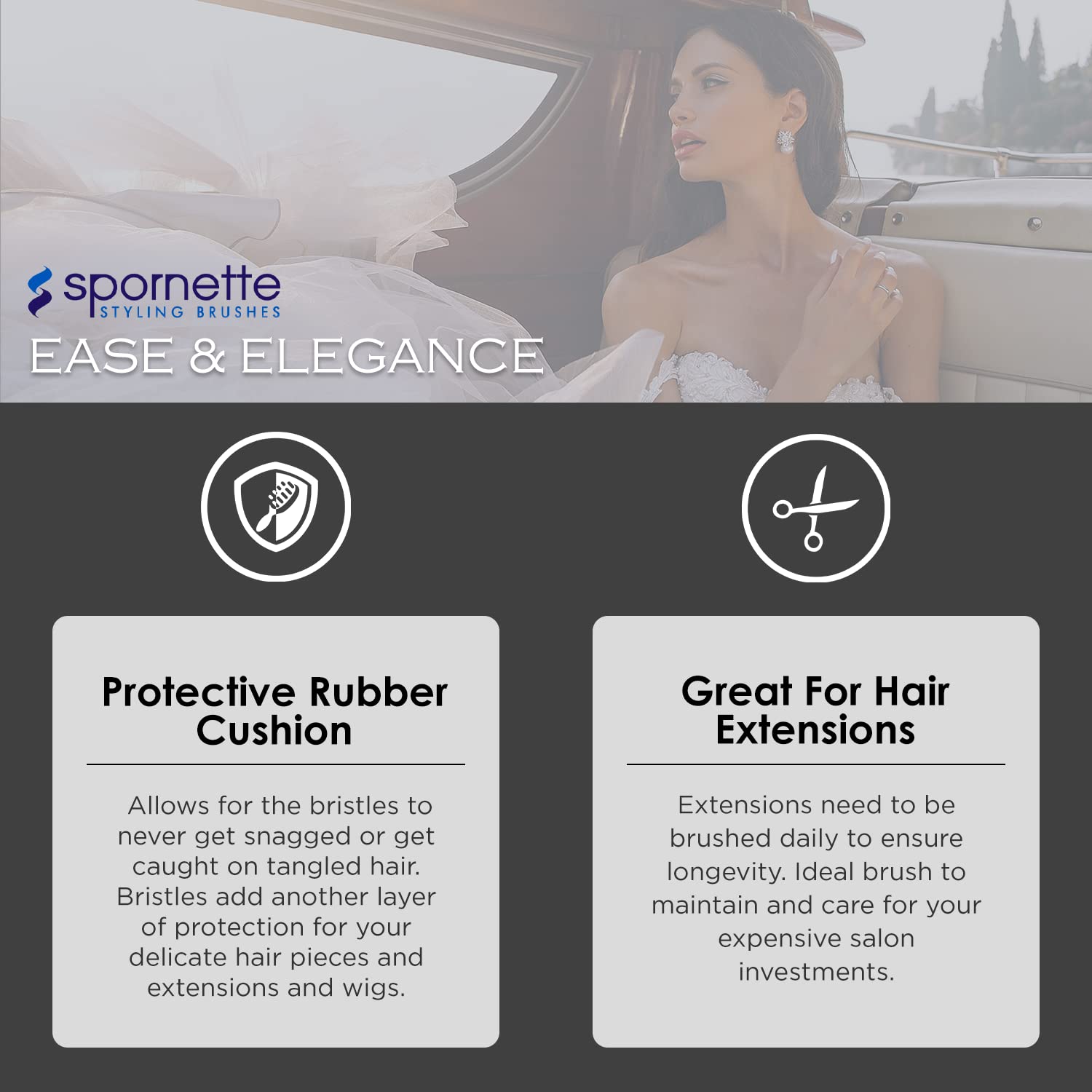 Spornette Super Looper Wig Brush, Cushioned & Looped Nylon Bristles for Hair Extensions, Wigs, Hair Pieces, Toupees & Weaves - F