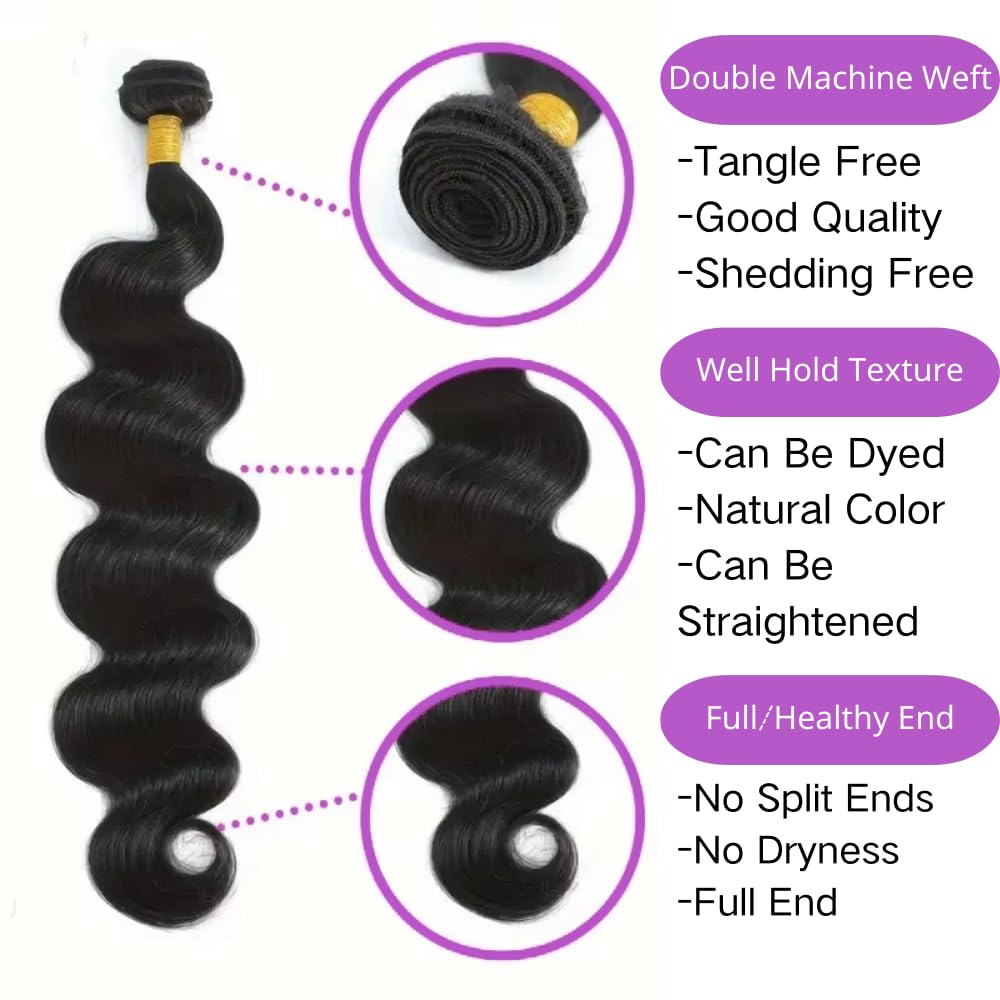 10A Human Hair Bundles 14 16 Inch Body Wave Bundles Human Hair 100% Unprocessed Brazilian Virgin Hair 2 Bundles Human Hair Exten