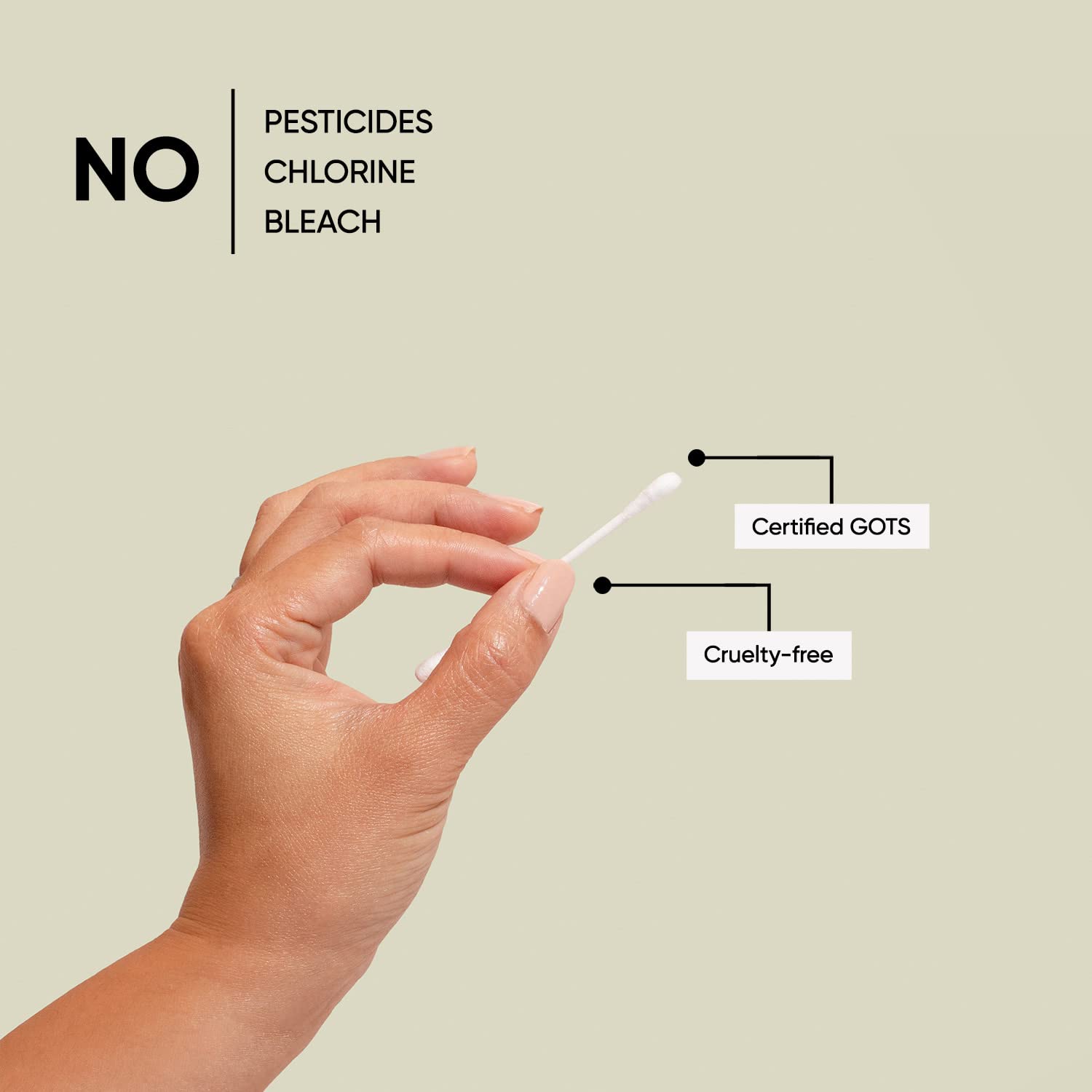 Sky Organics Organnic Cotton Swabs For Sensitive Skin, 100% Pure Gots Certified Organic For Beauty & Personal Care, 500 Ct.