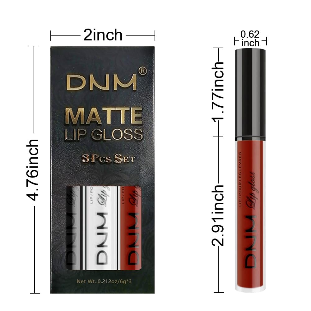 Amy'S Diary Dark Red White Black Matte Plum Liquid Lipstick 3Pcs Sets,24-Hour Lipstick Long Lasting Permanent L Magic Lipstick W