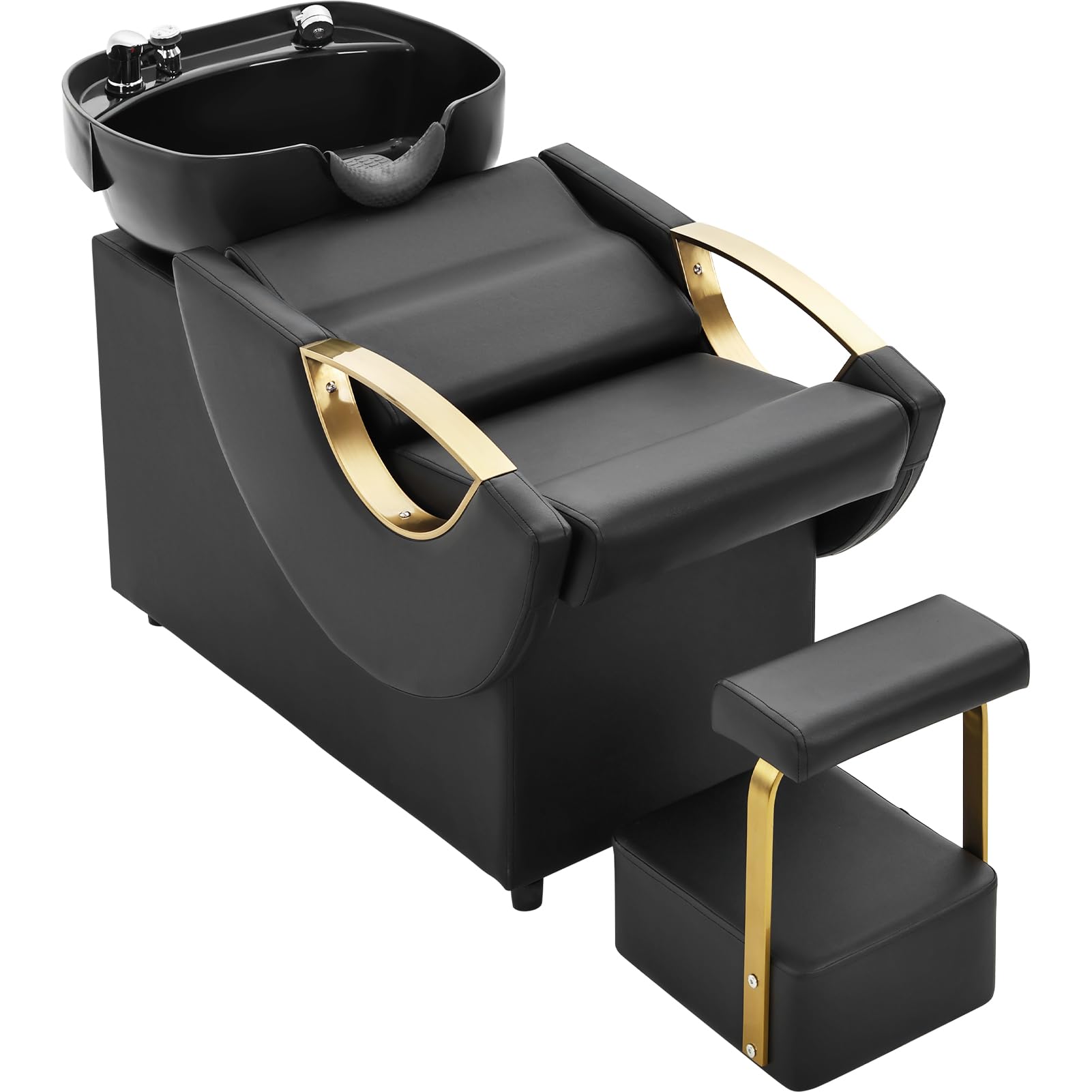 Ijialife Shampoo Bowl And Chair Set For Salon, Hair Washing Station For Hair Stylist, Abs Plastic Backwash Barber Sink With Sepa