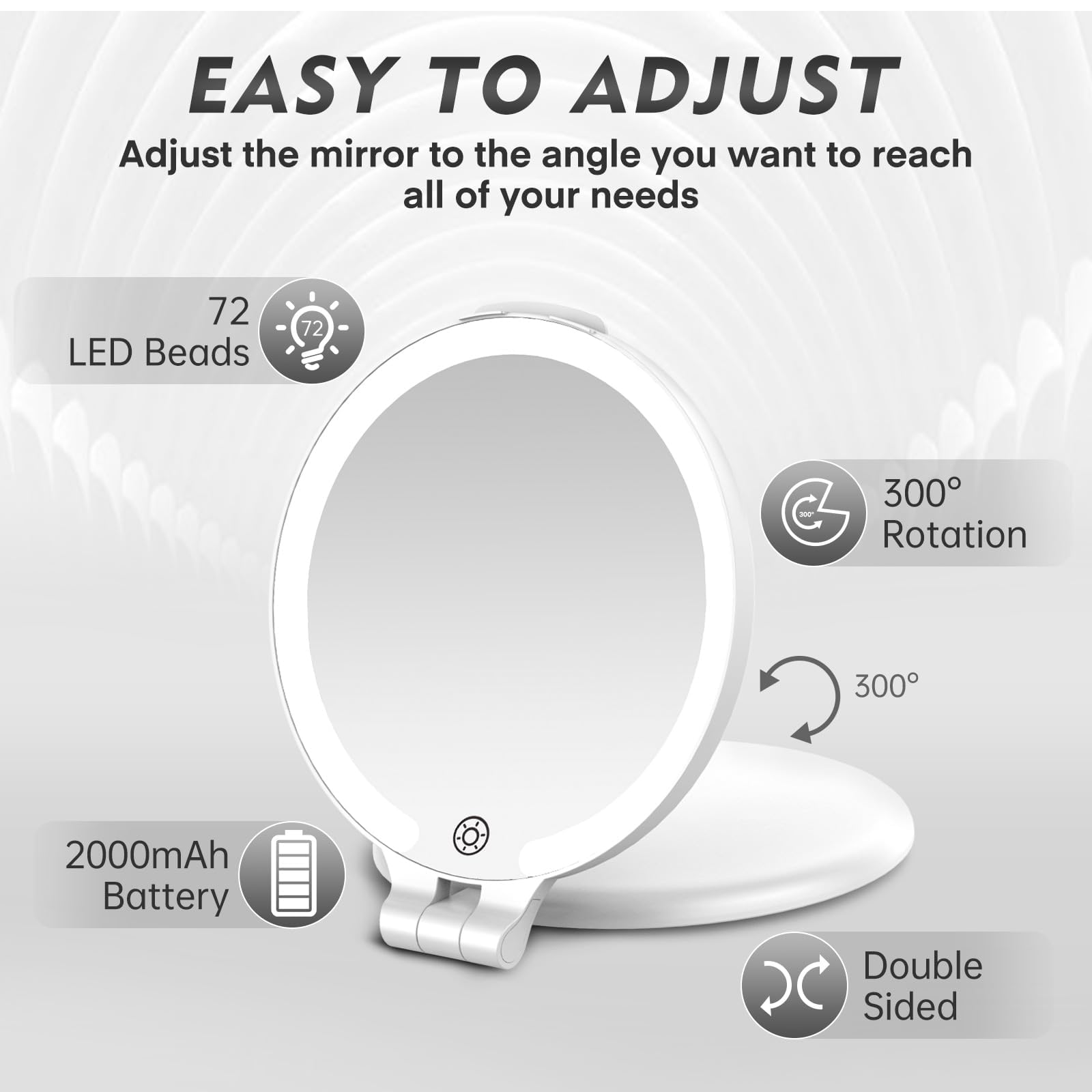 Funtouch Travel Magnifying Mirror With Light, Rechargeable 1X/10X Double Sided Makeup Mirror With Lights, 3 Lighting Modes, Fold