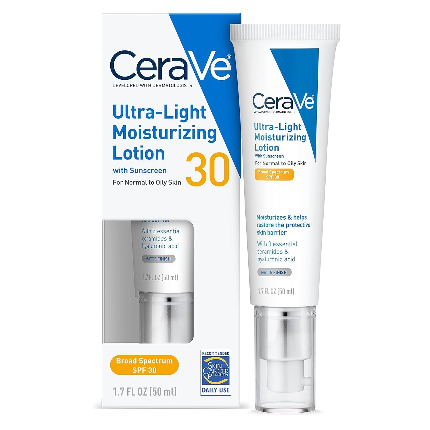 CeraVe Ultra-Light Moisturizing Lotion With SPF 30| Daily Face Moisturizer with SPF | Formulated with Hyaluronic Acid & Ceramide