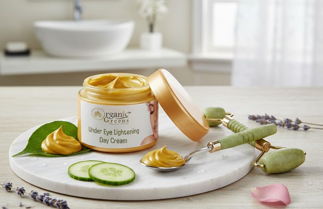 Organic Greens Under Eye Day Cream, 38G | Herbal Under Eye Cream | Lightweight Hydrating Formula | Helps Nourish & Refresh The U