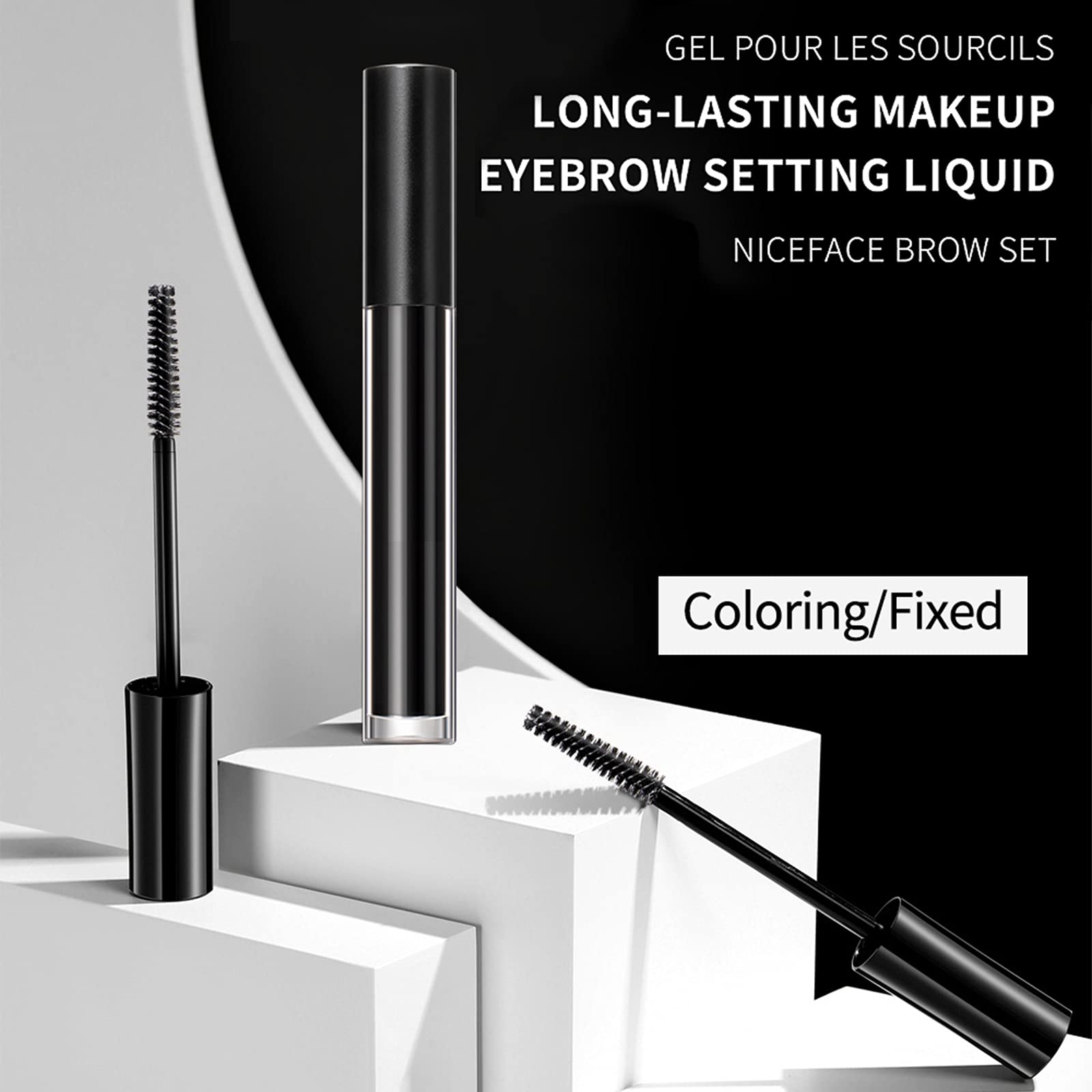 Dageda Clear Eyebrow Setting Gel, Clear And Black Brow Fix Gel, Waterproof And Sweat-Proof Eyebrow Repair Liquid Brows Styling B