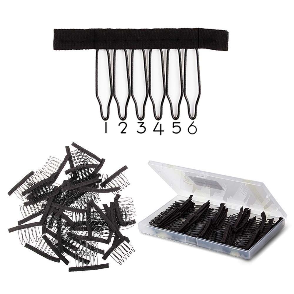Wig Combs 60 Pcs Black Big Stainless Steel Wig Combs For Making Wigs Metal Wig Clips For Wig Caps Diy