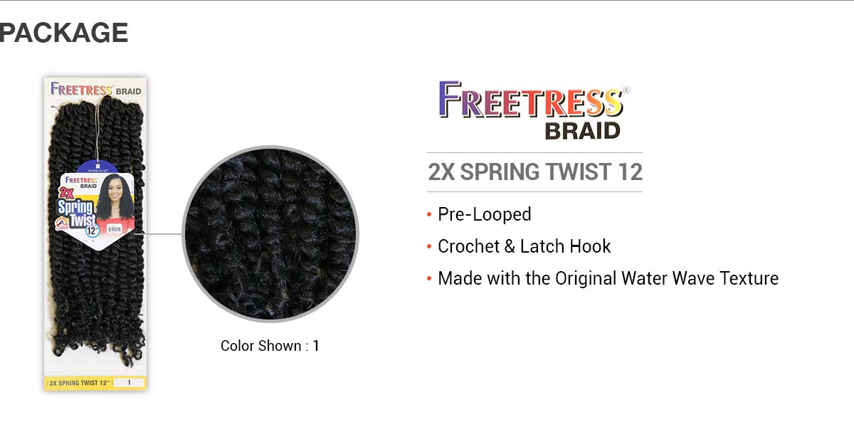Multi Pack Deals! Freetress Crochet Braids 2X Spring Twist 12'' (5-Pack, T30)