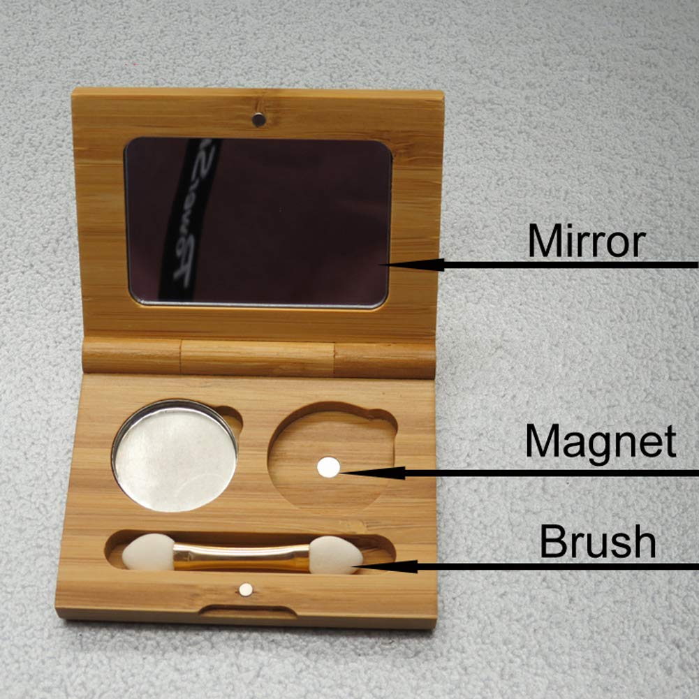 1 Piece Bamboo Empty Eye Shadow Case Box Double Grid Tinplate Palette Pans Bamboo Eyeshadow Case Magnetic Eyeshadow Palette Cosm
