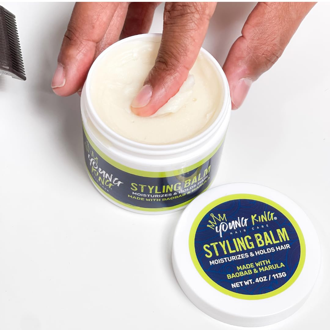 Young King Hair Styling Balm for Kids | Strong Hold and All-Day Shine | Natural Ingredients for Textured, Sleek, Defined Styles