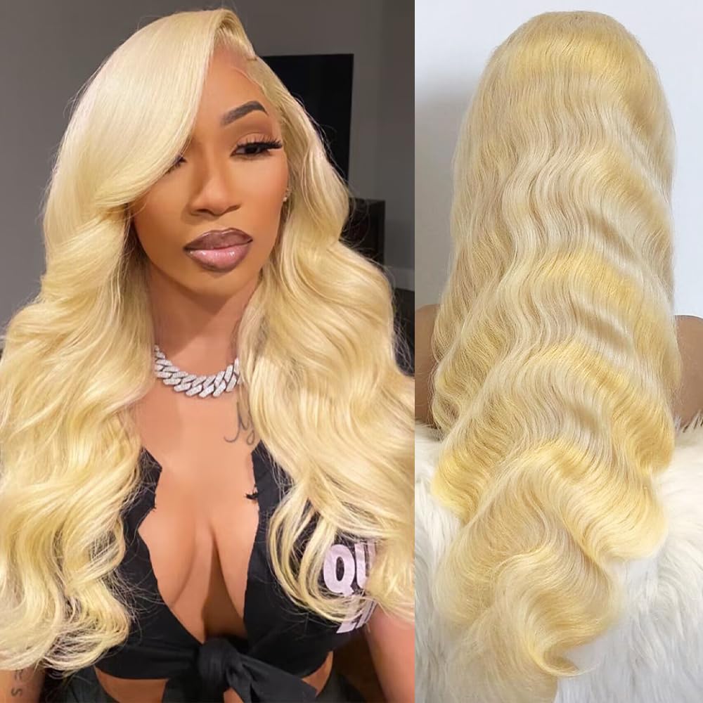Lotulo 613 13x6 Lace Front Wig Human Hair 180% Density Blonde Body Wave Lace Front Wigs Human Hair Blonde Wig Human Hair Pre Plu