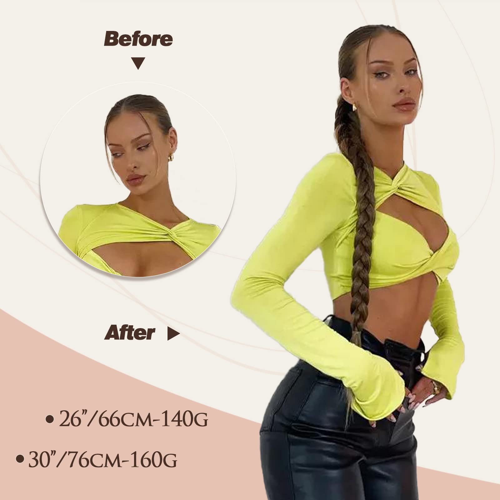 Barsdar 30 Inch Long Braided Ponytail Extension With Hair Tie Straight Wrap Around Hair Extensions Pony Tail Diy Natural Soft Sy