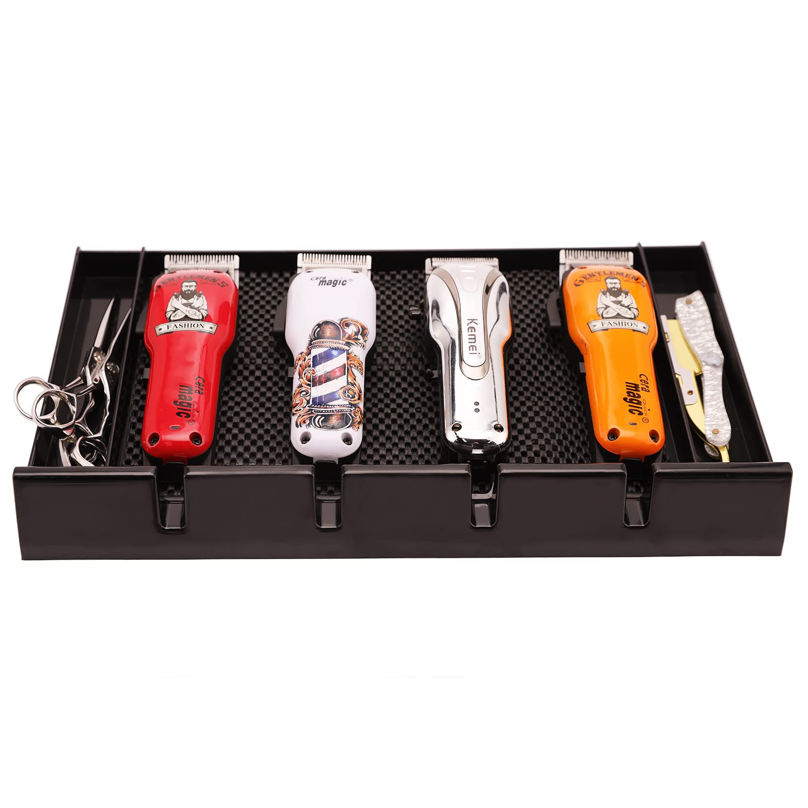 ZIBARBER Barber Clipper Tray Organizer, Trimmer, Corded Clippers Holder for Hairdresser, Salon Station Haircut Tools Keeper with