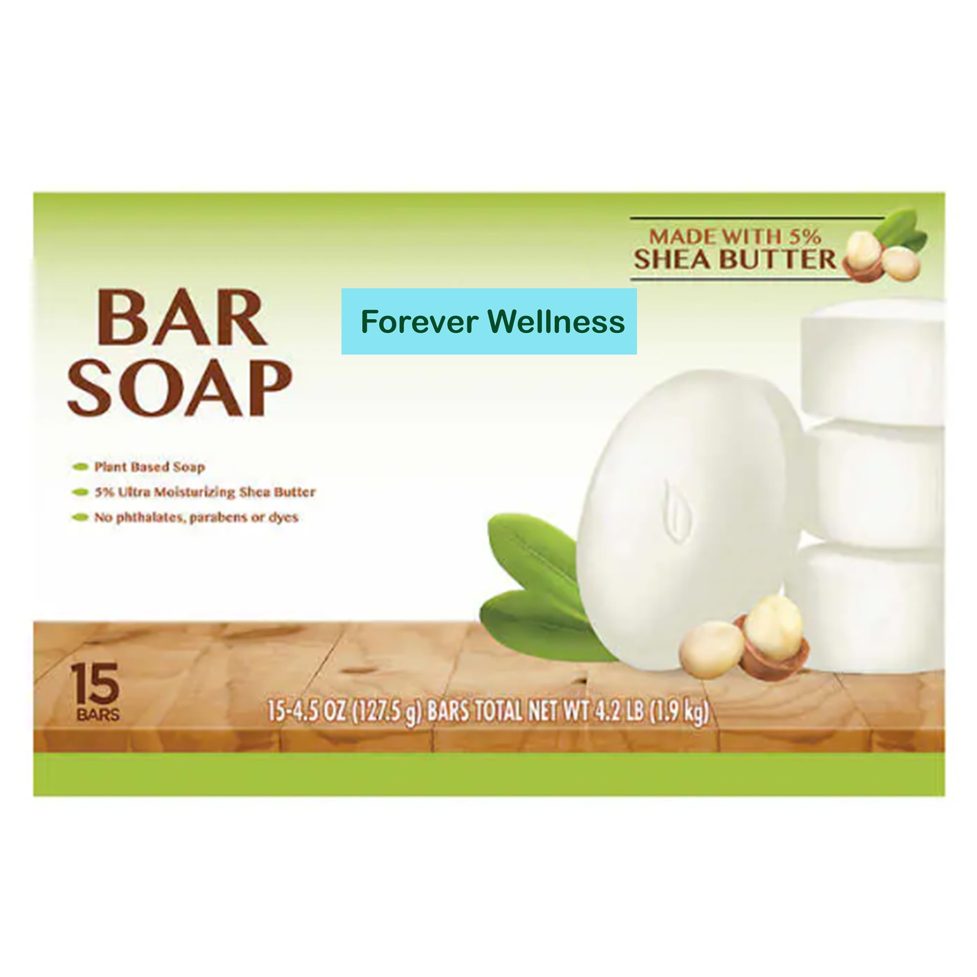 Forever Wellness Bar Soap Compatible with Kirkland Signature Bar Soap with Shea Butter, 15 Bars, Made with All-Natural Oils, But