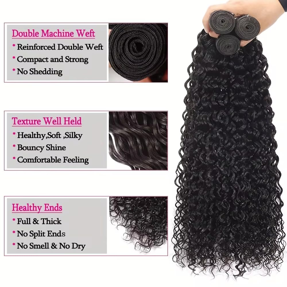 huarisi Water Wave Human Hair Bundles 26 Inch 1 Bundle 100% Unprocessed Virgin Human Hair Bundles Water Wave Wet and Wavy Hair E