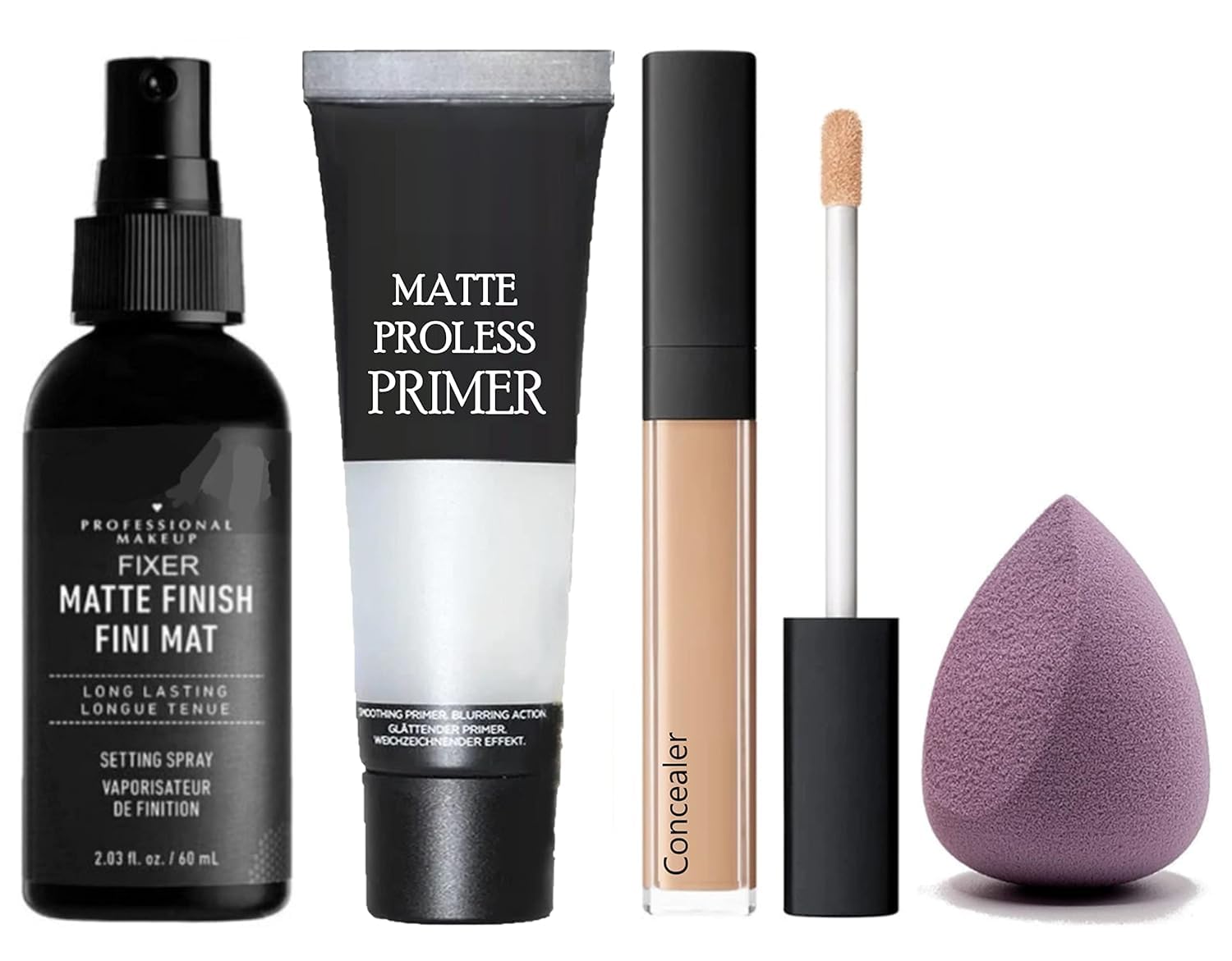 Glowhouse Beauty Makeup Kit Combo Of Face Primer, Concealer, Makeup Fixer And Puff