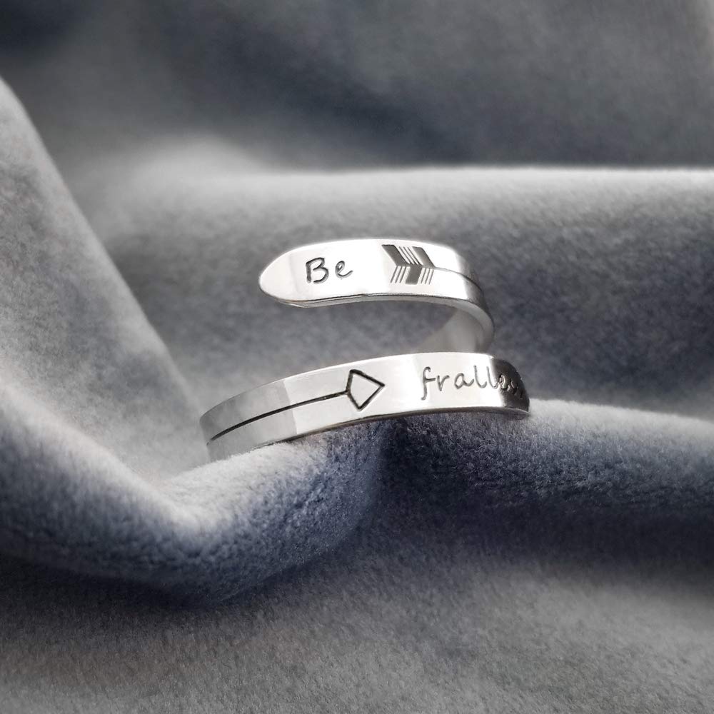 Vrycot Adjustable Be fralles ring Stainless Steel Silver Inspirational Opening Stacking Cute Band