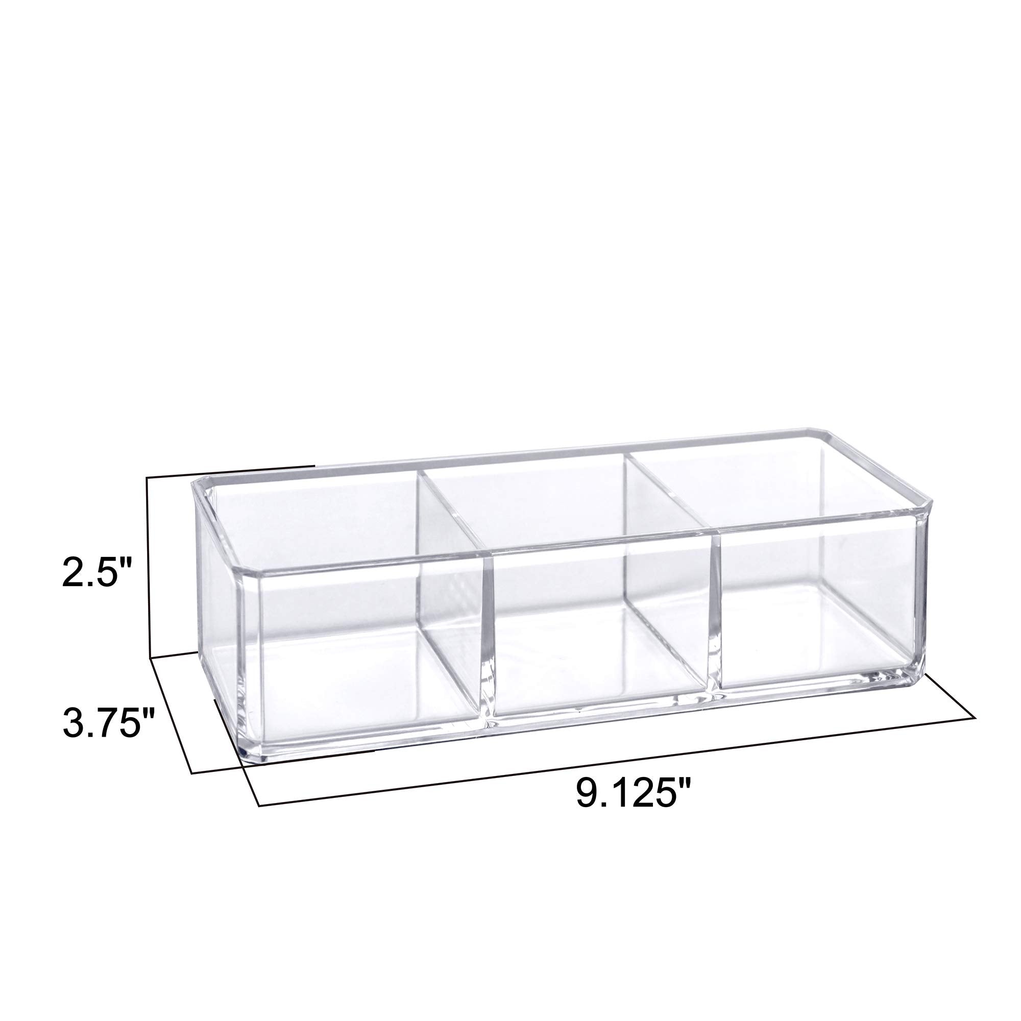 Amazing Abby - Glamour - Acrylic 3-Compartment Makeup Organizer, Transparent Plastic Lipstick Holder, Perfect Bathroom Vanity St