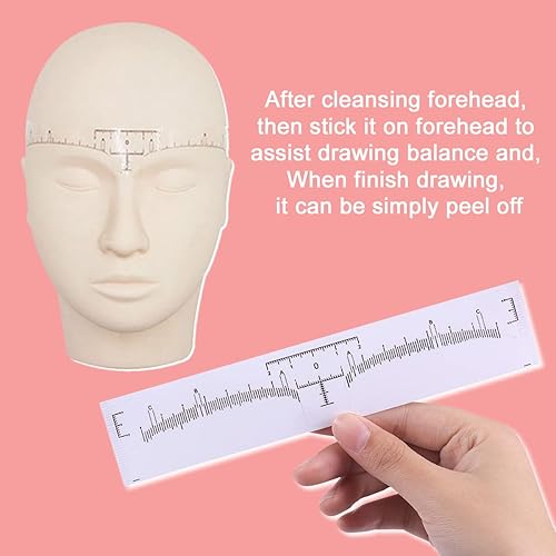 100 Pack Eyebrow Ruler, KINGMAS Disposable Brow Ruler Microblading Adhesive Eyebrow Sticker Stencil Guide Measuring Tool