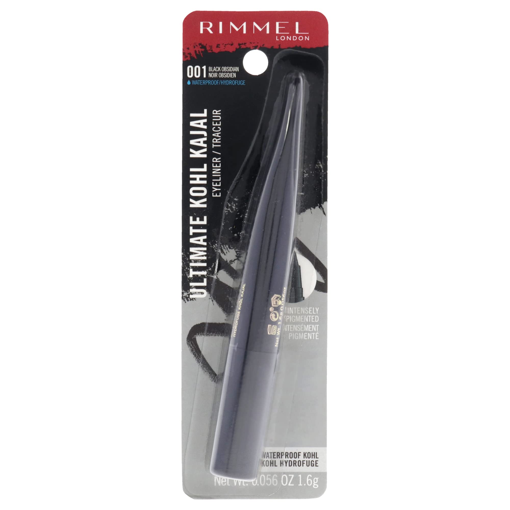 Rimmel London Ultimate Kohl Kajal Waterproof Eyeliner - 001 Black Obsidian Eyeliner Women 004 Oz