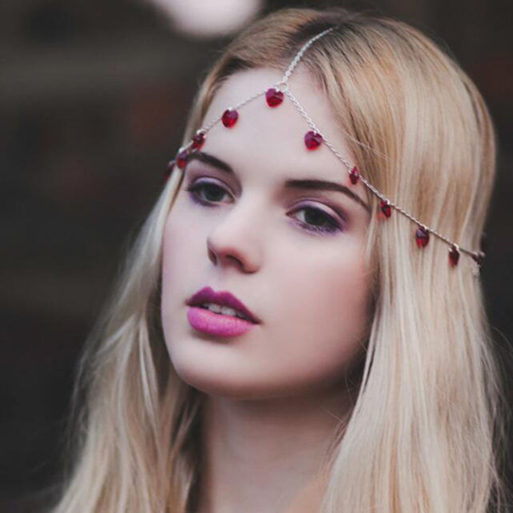 FXmimior Bridal Vintage Bohemian Head Chain Crystal Halloween Head Piece Head Chain Jewelry for Women